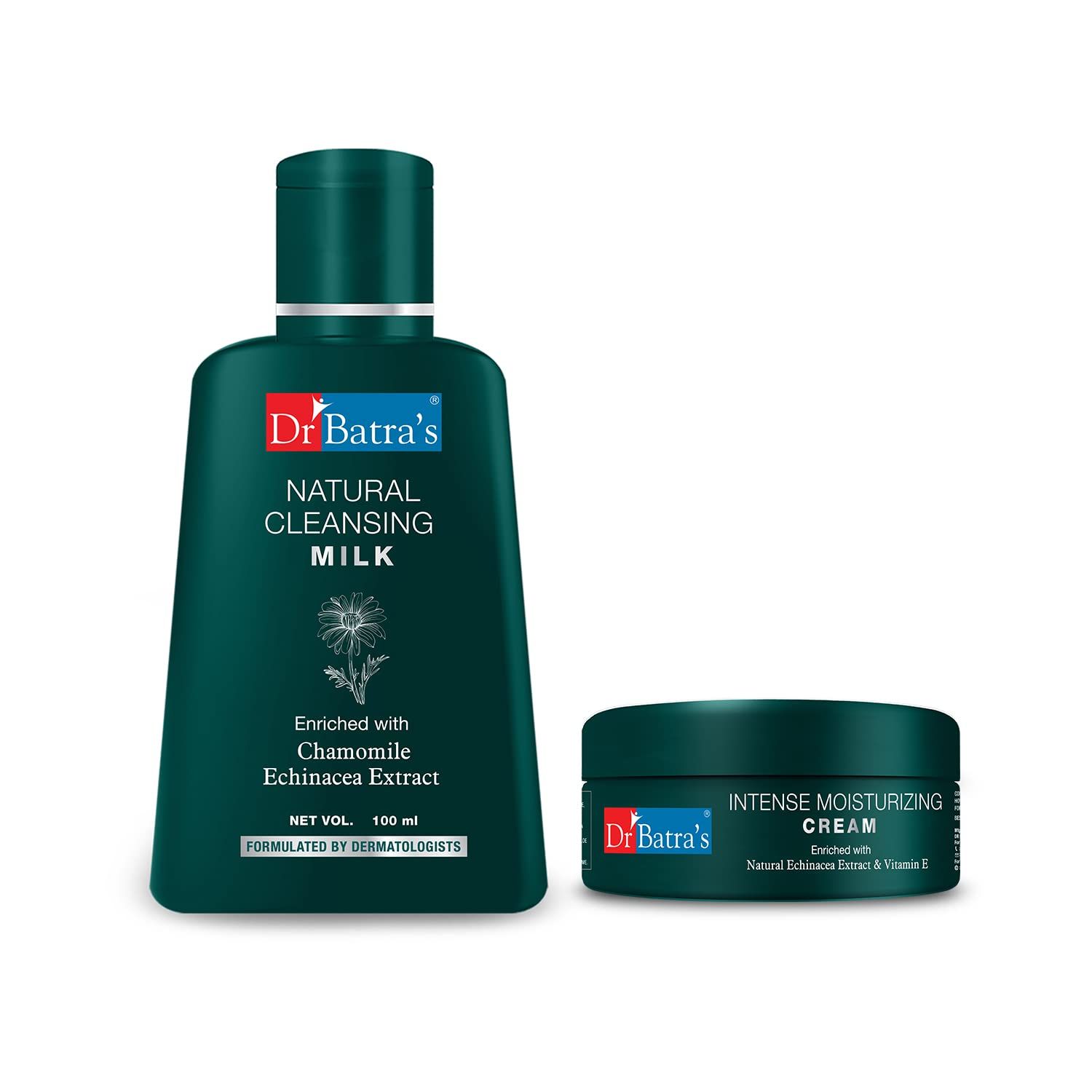 Buy Dr Batra's Natural Cleansing Milk - 100 ml and Intense Moisturizing Cream -100 g (Pack of 2 Men and Women) - Purplle