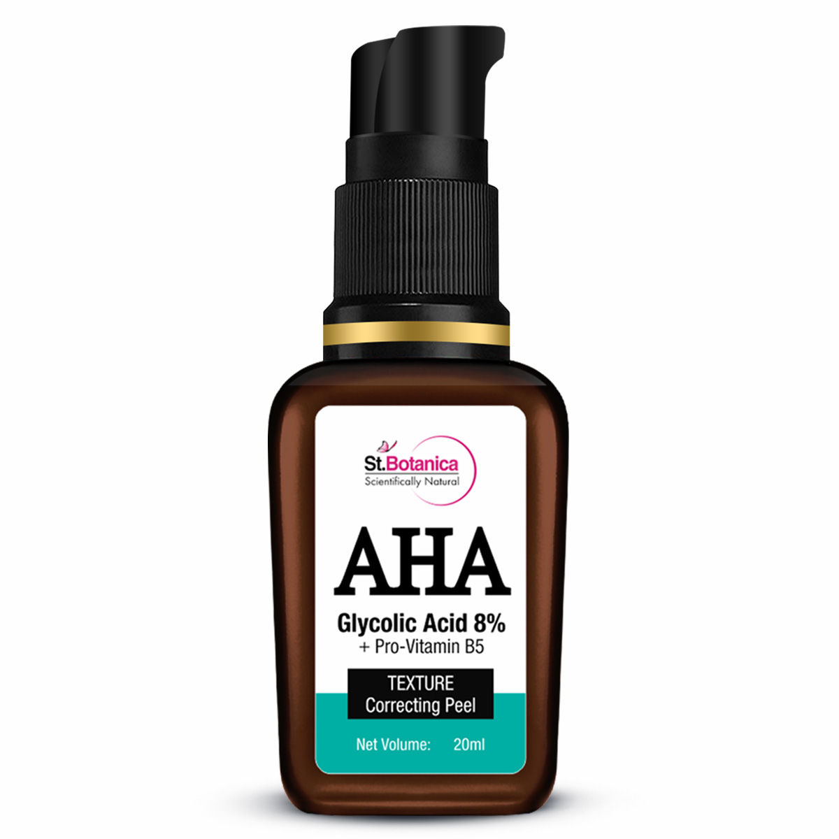 Buy StBotanica AHA Glycolic Acid 8% + Pro Vitamin B5 Texture Correcting Skin Peel (Face Serum), 20 ml - Purplle