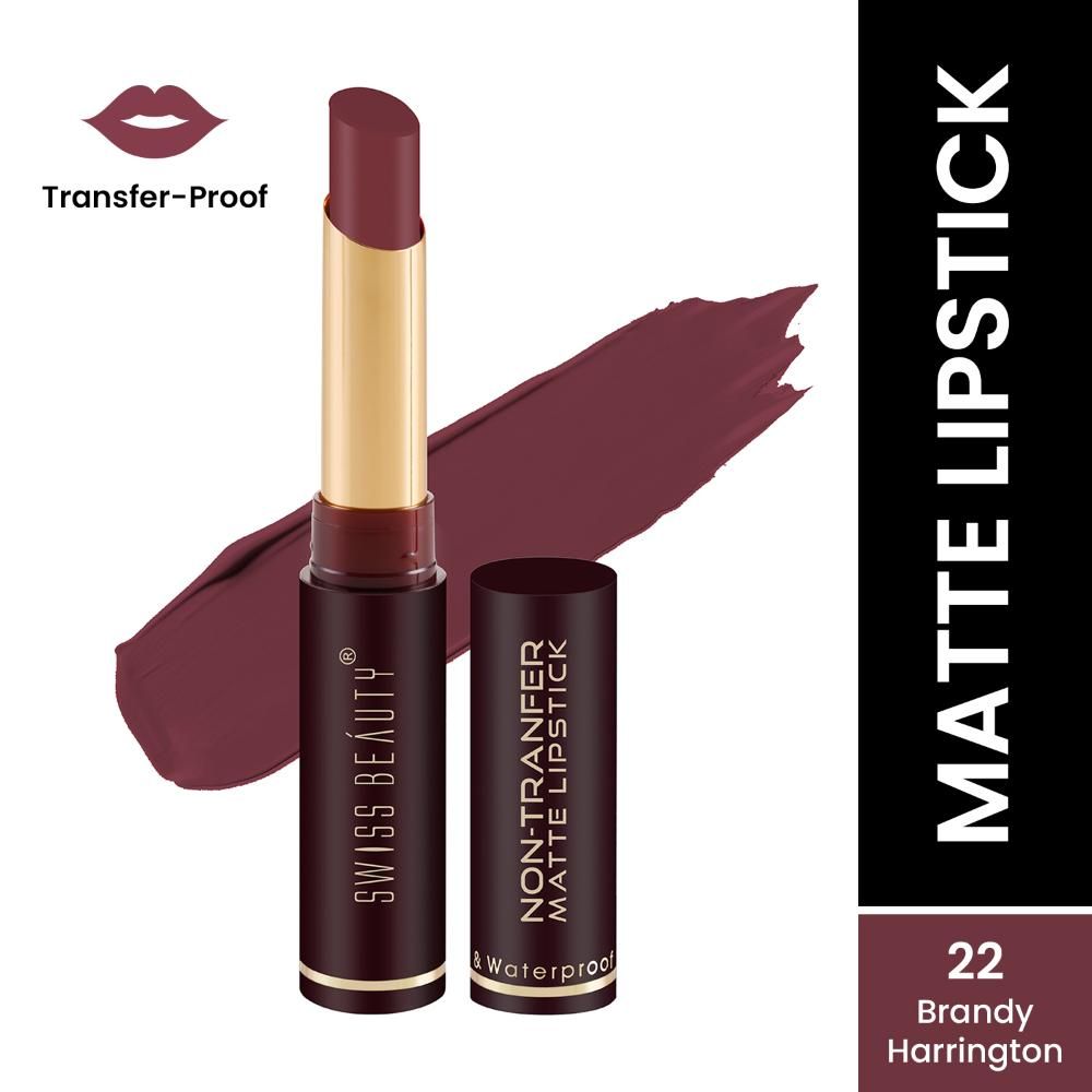 Buy Swiss Beauty Non-Transfer Matte Lipstick - 22 - Brandy Harrington - 2 gm - Purplle