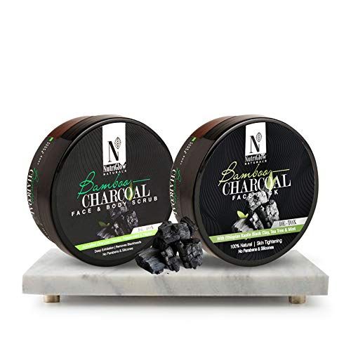 Buy NutriGlow NATURAL'S Bamboo Charcoal Face Pack & Face & Body Scrub With Actiavted Charcoal Powder, 200gm each - Purplle