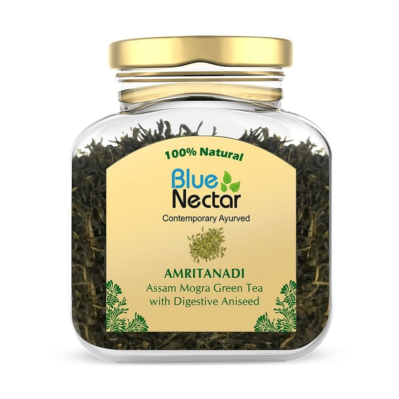 Buy Blue Nectar Amritanadi Assam Green Tea Loose Leaves with Digestive Aniseed (50g + 15 g FREE, 33 Cups) - Purplle