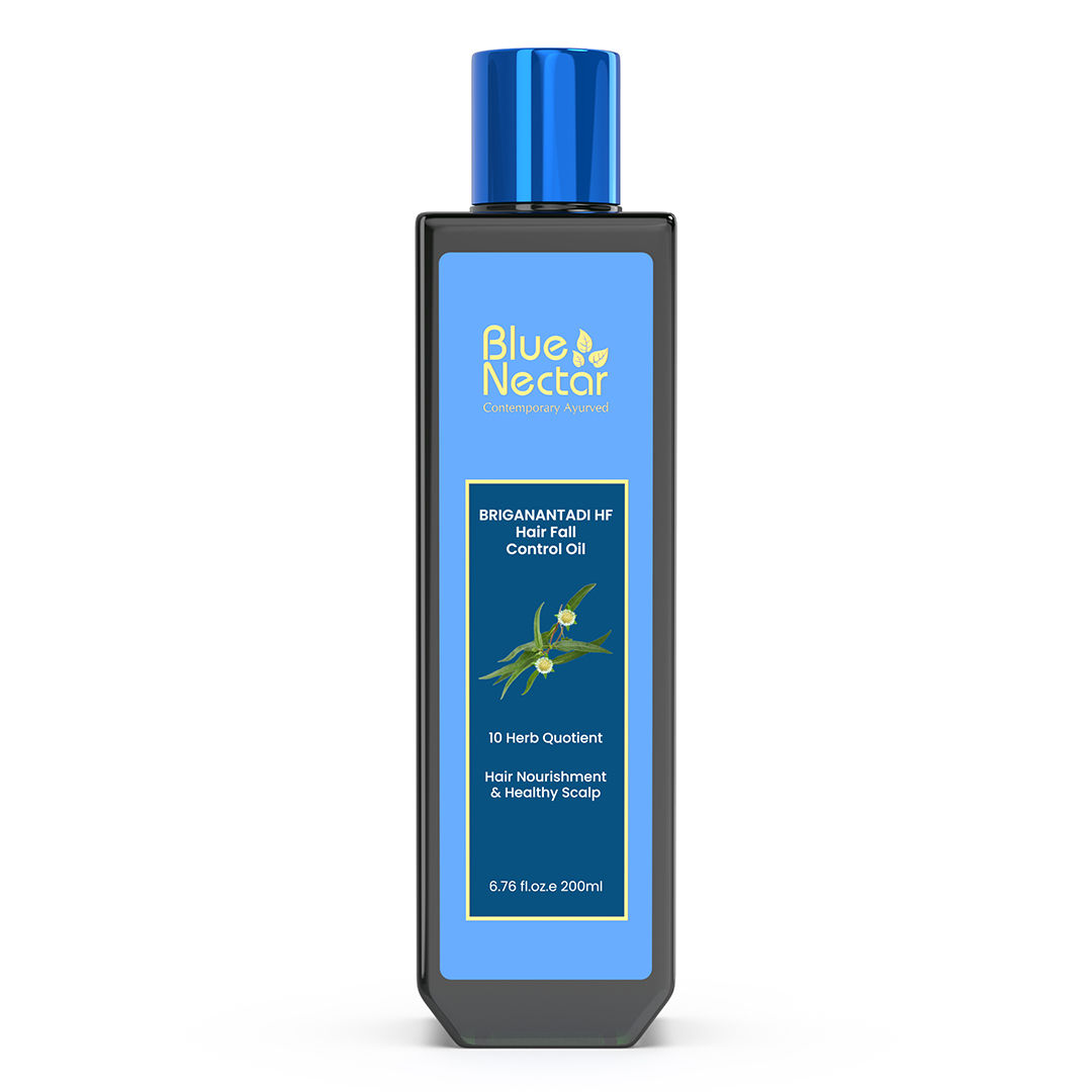 Buy Blue Nectar Briganantadi Hair Fall control and Healthy Scalp Hair Oil (10 Herbs, 200 ml) - Purplle