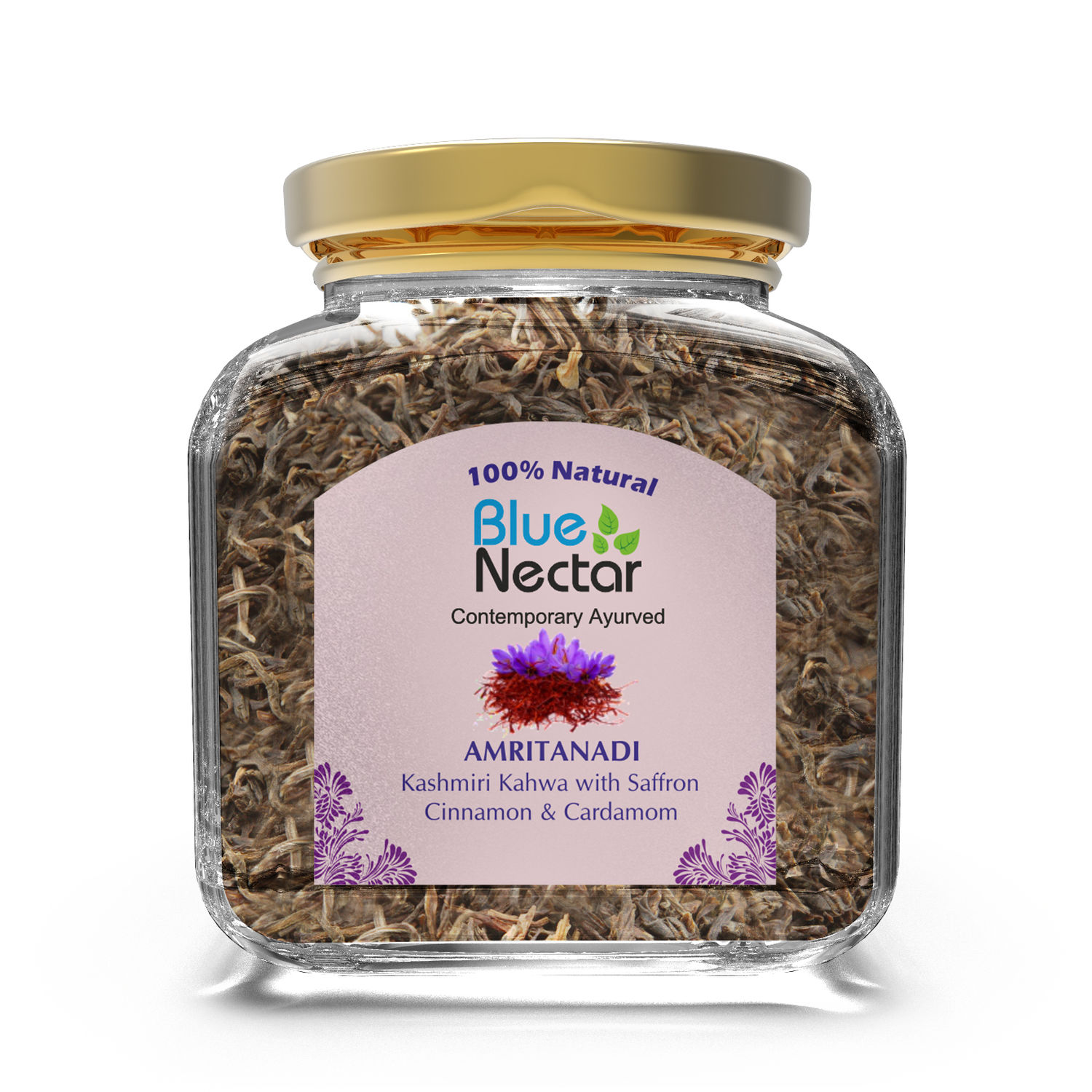 Buy Blue Nectar Amritanadi Royal Kashmiri Kahwa with Saffron, Cinnamon & Cardamom (50 g | 25 cups) - Purplle