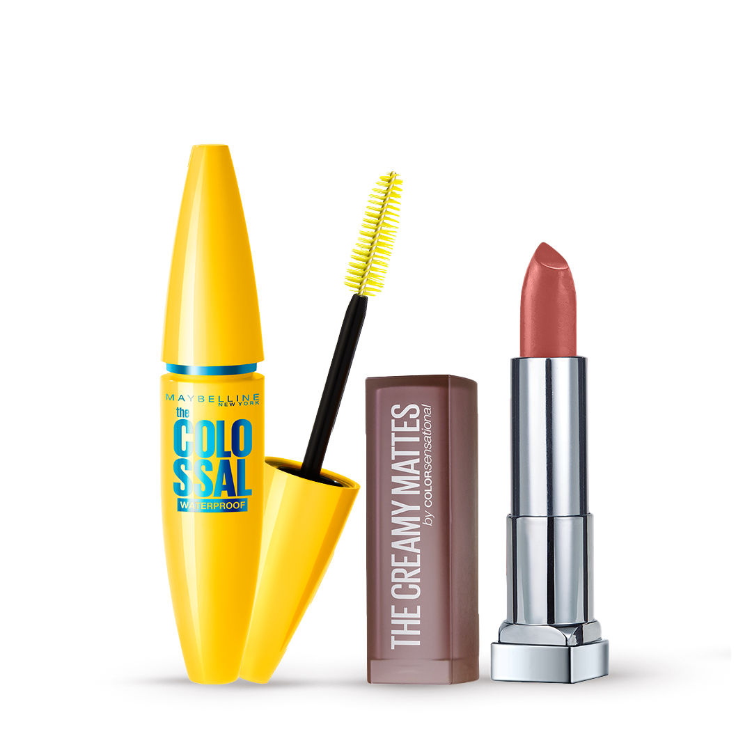 Buy Maybelline New York Colossal Waterproof Mascara and Creamy Matte Lipstick Nude Nuance - Purplle