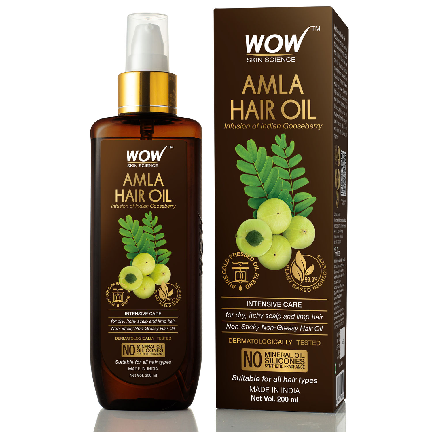 Buy WOW Skin Science Amla Hair Oil - Pure Cold Pressed Indian Gooseberry Oil - Intensive Hair Care - Non-Sticky & Non-Greasy - No Mineral Oil, Silicones, Synthetic Fragrance - 200mL - Purplle