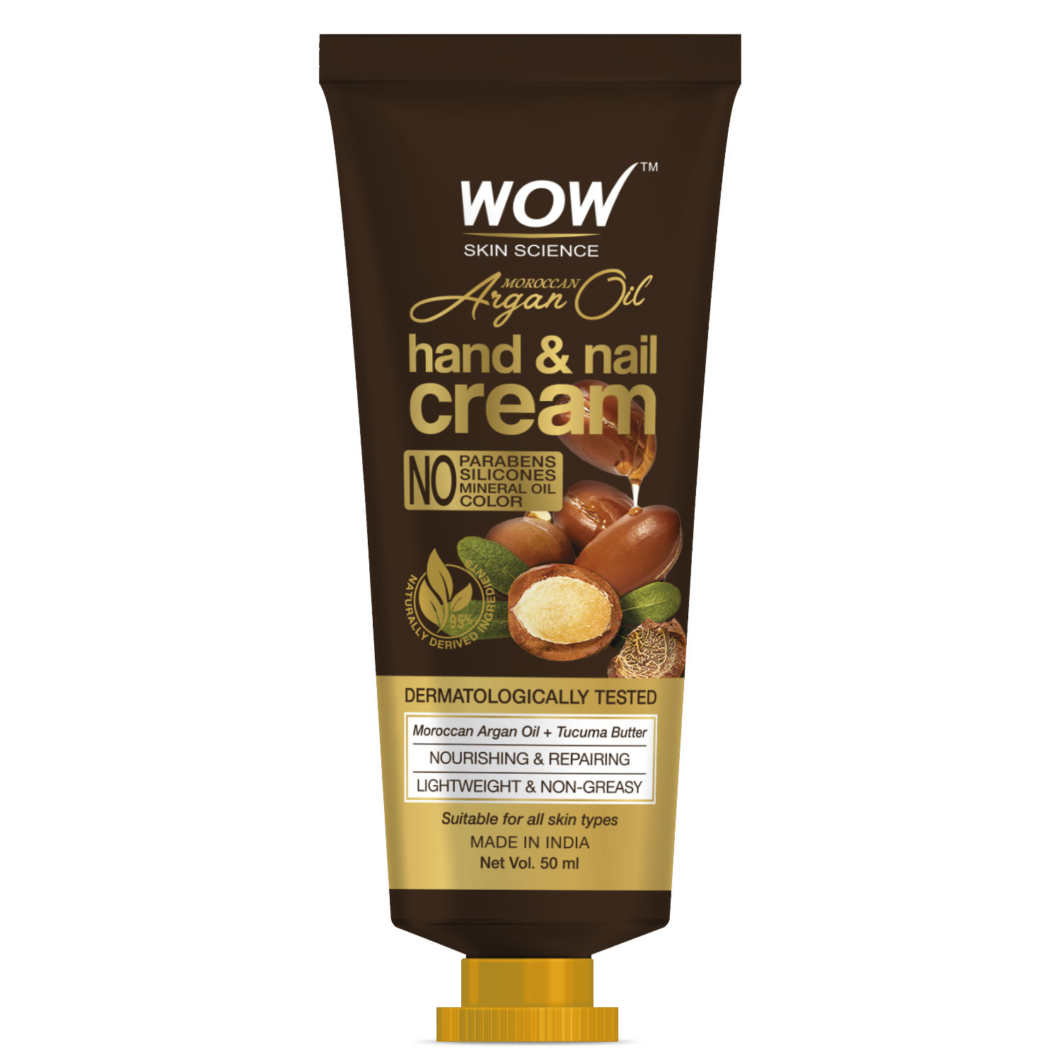Buy WOW Skin Science Moroccan Argan Oil Hand & Nail Cream - Nourishing & Repairing - Lightweight & Non-Greasy - Quick Absorb - for All Skin Types - No Parabens, Silicones, Mineral Oil & Color - 50mL - Purplle