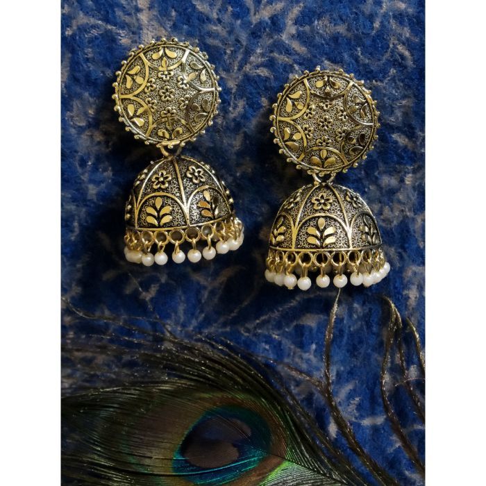 Woma Gold Oxidised Plated Trendy Jhumki Earrings-1318113B