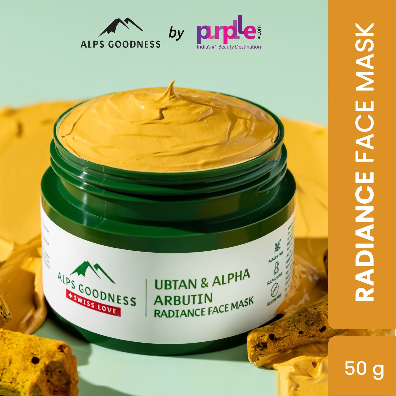 Buy Alps Goodness Ubtan & Alpha Arbutin Radiance Clay Face Mask (50gm) |Paraben, Sulphate, Silicone, Mineral Oil Free | Tan removal |De tan - Purplle