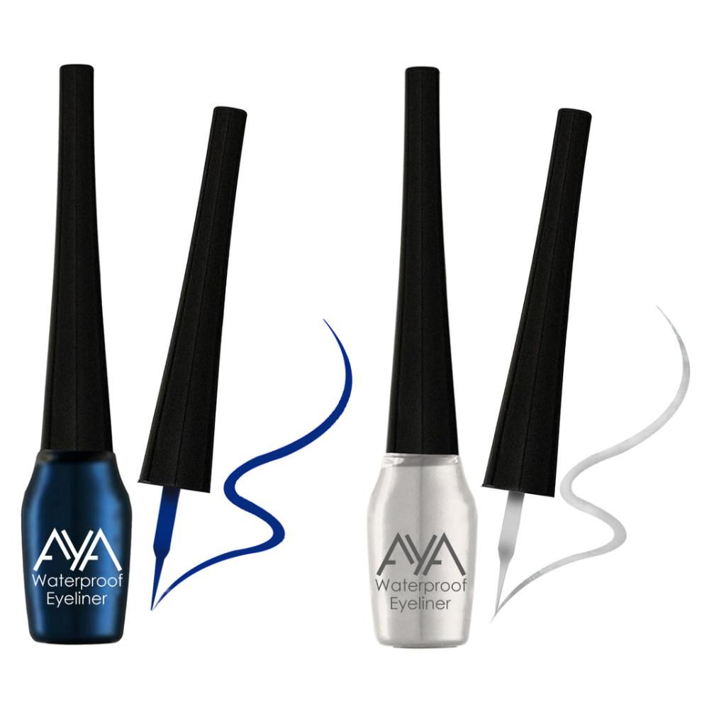 Buy AYA Waterproof Eyeliner, Set of 2 (Blue and Silver) - Purplle