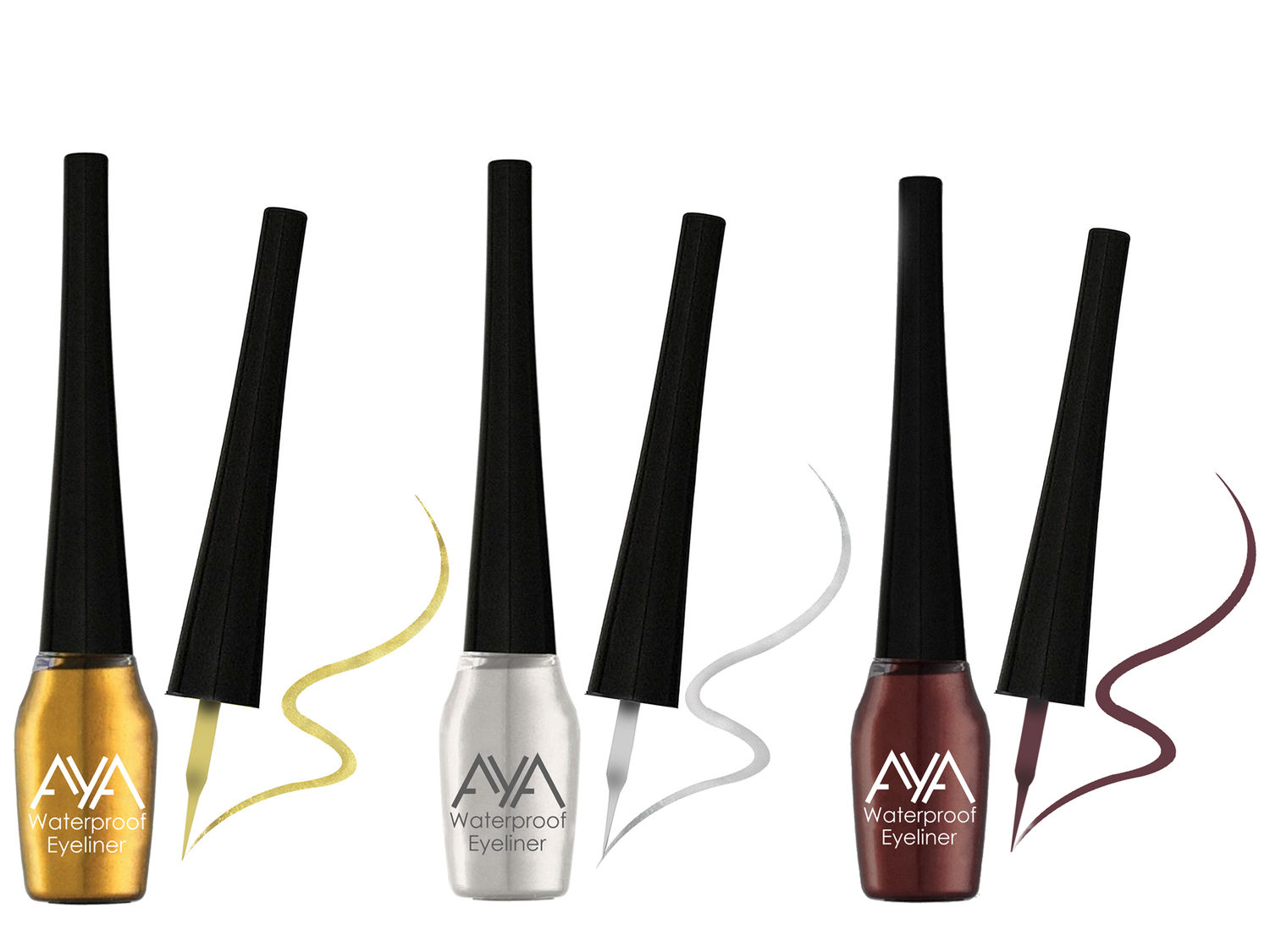 Buy AYA Waterproof Eyeliner, Set of 3 (Golden, Silver, Brown) - Purplle