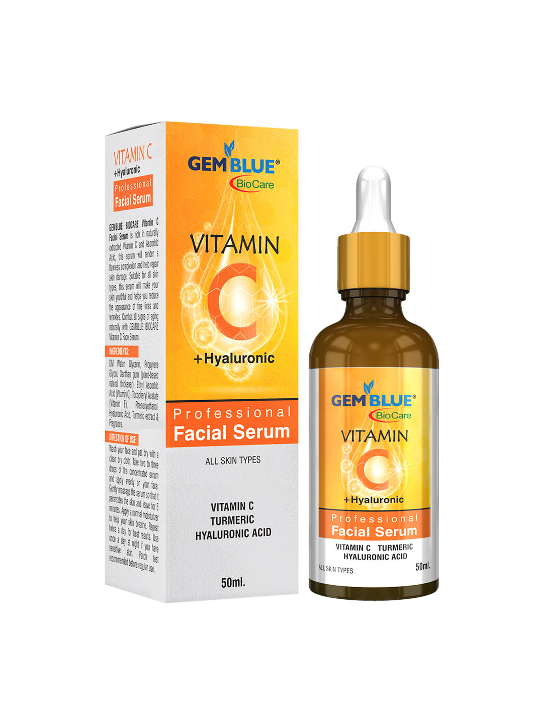 Buy Gemblue Biocare Vitamin C + Hyaluronic Facial Serum, 50ml - Purplle