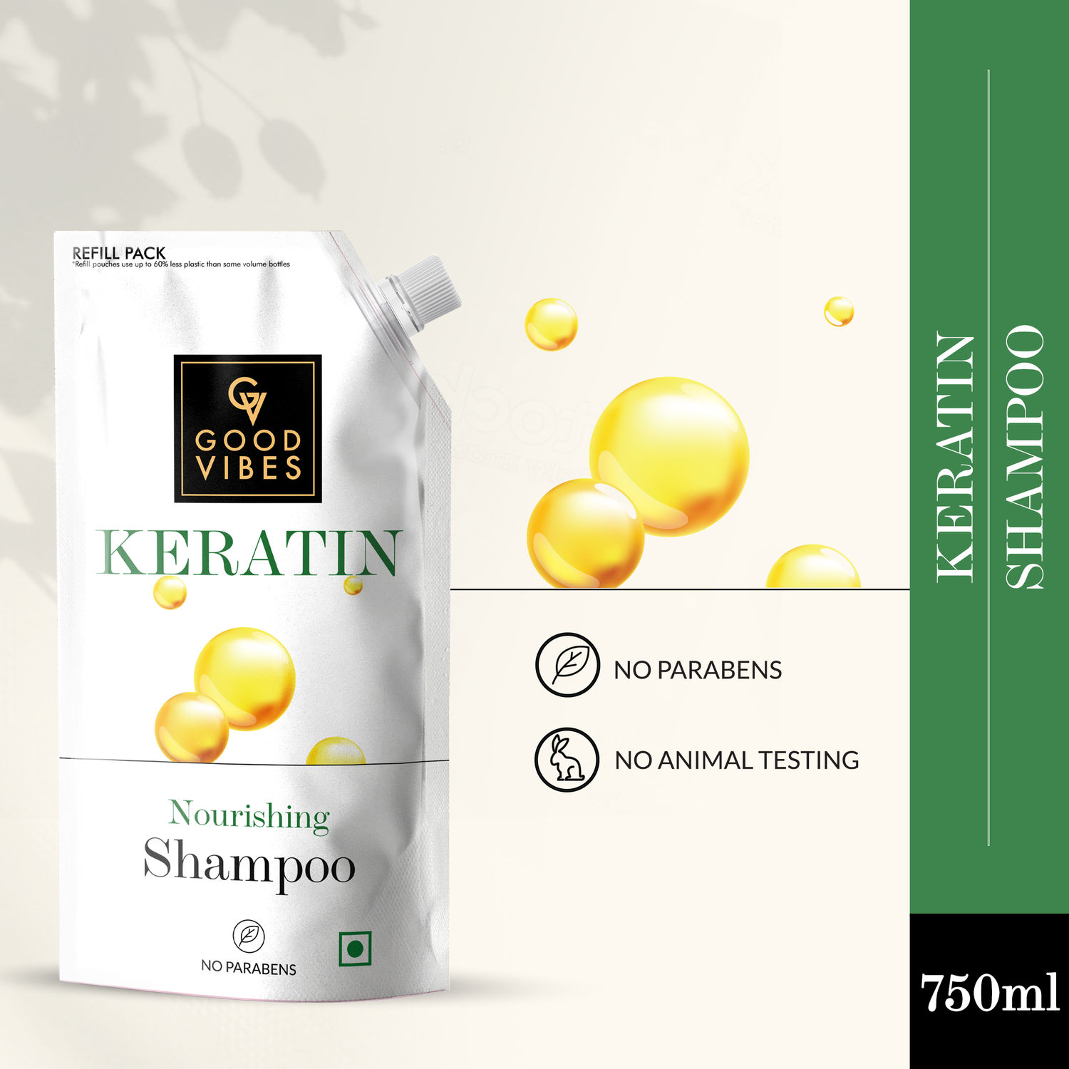Buy Good Vibes Keratin Nourishing Shampoo Refill Pack (750 ml) - Purplle