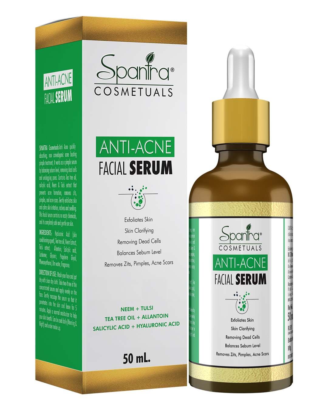 Buy Spantra Anti Acne Facial Serum, Suitables for Every Skin Types including dry, sensitive and oily, 50ml - Purplle