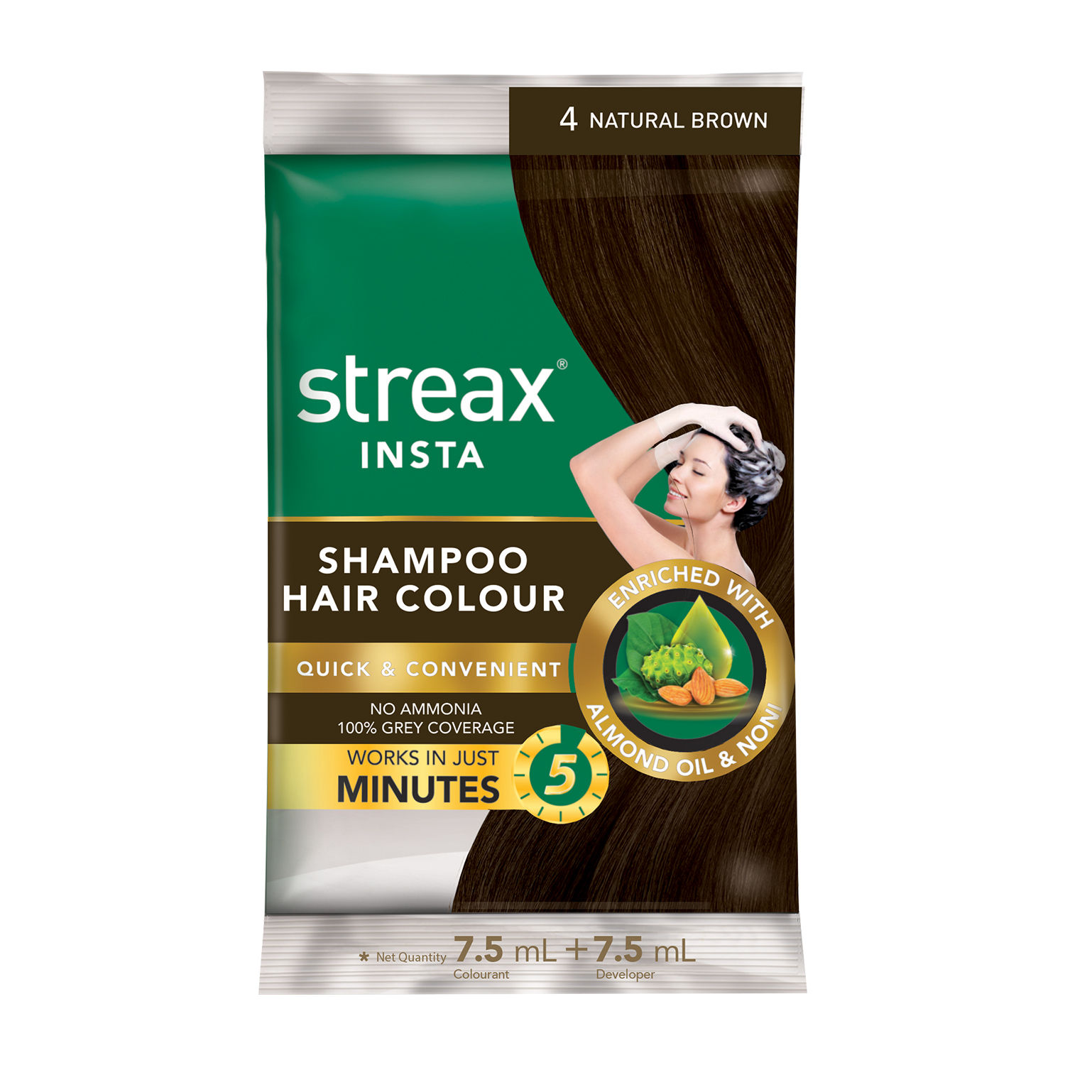 Buy Streax Insta Shampoo Hair Colour - Natural Brown (15 ml) - Purplle