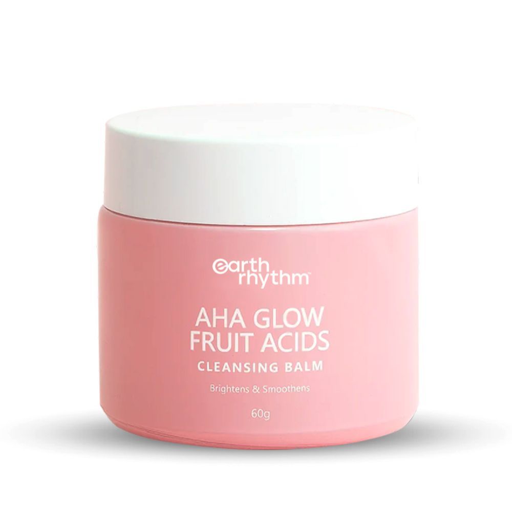 Buy Earth Rhythm AHA Glow Fruit Acids Cleansing Balm with the goodness of Natural Fruit Acids - AHAs & Castor Oil | Brightens & Soothens | Cleanses Skin, Exfoliates Dead Skin Cell, Blackhead Removal, Removes Makeup | for All SKin Types | Women - 60 G - Purplle