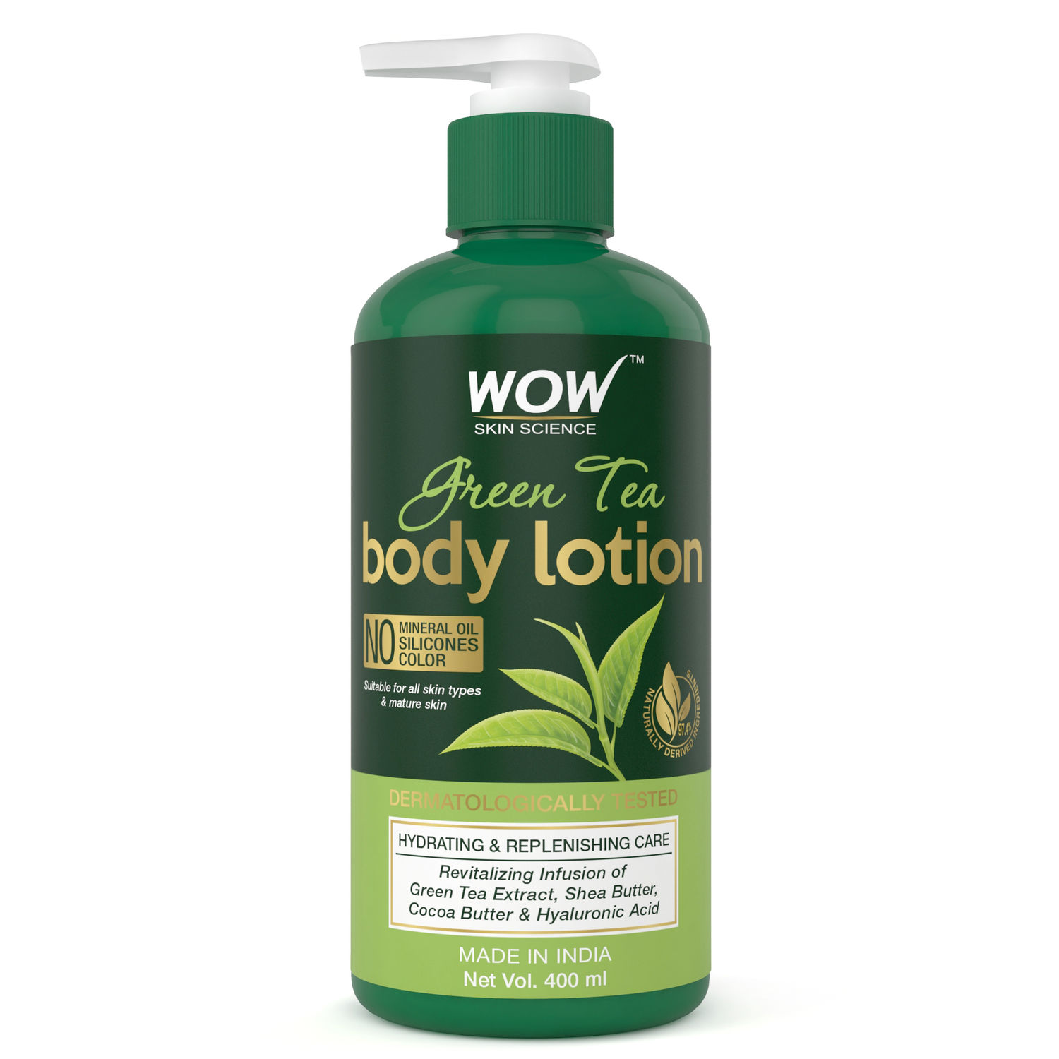 Buy WOW Skin Science Green Tea Body Lotion For Light Hydration - Normal To Oily Skin - 400 ml - Purplle
