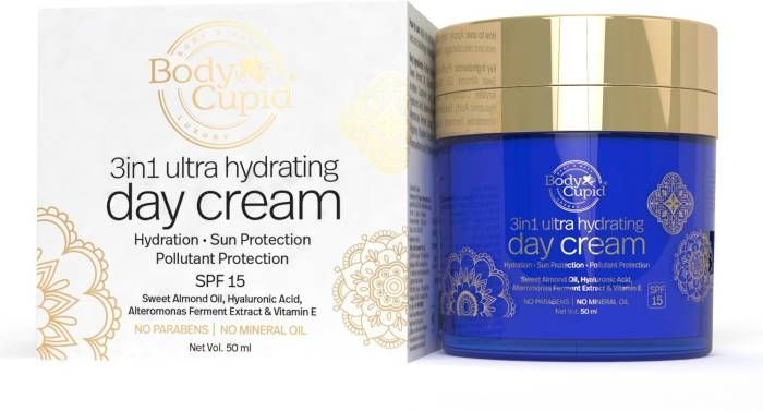 Buy Body Cupid 3 in 1 Ultra Hydrating Day Cream with SPF 15 - with Hyaluronic Acid , Alteromonas Ferment Extract and Vitamin E - No Parabens, no Mineral Oil (50 ml) - Purplle