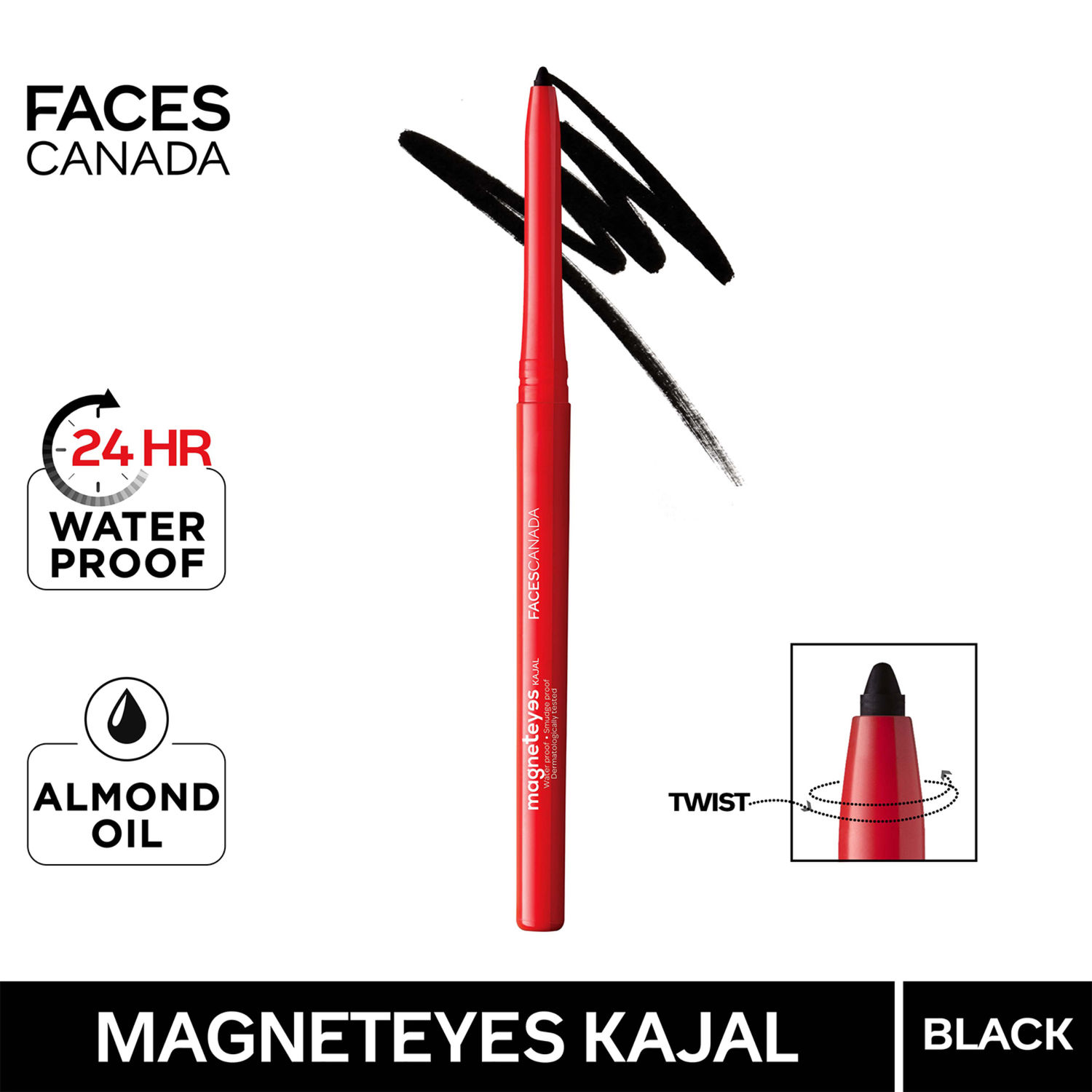 Buy Faces Canada Magneteyes Kajal & Magneteyes Eyeliner Black 3.85 g - Purplle