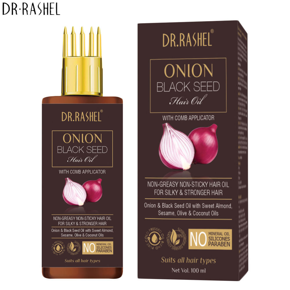 Buy DR.RASHEL Onion Black Seed Hair Oil With Comb Applicator - Non-greasy Non-Sticky Hair Oil For Silky & Stronger Hair - 100ml - Purplle