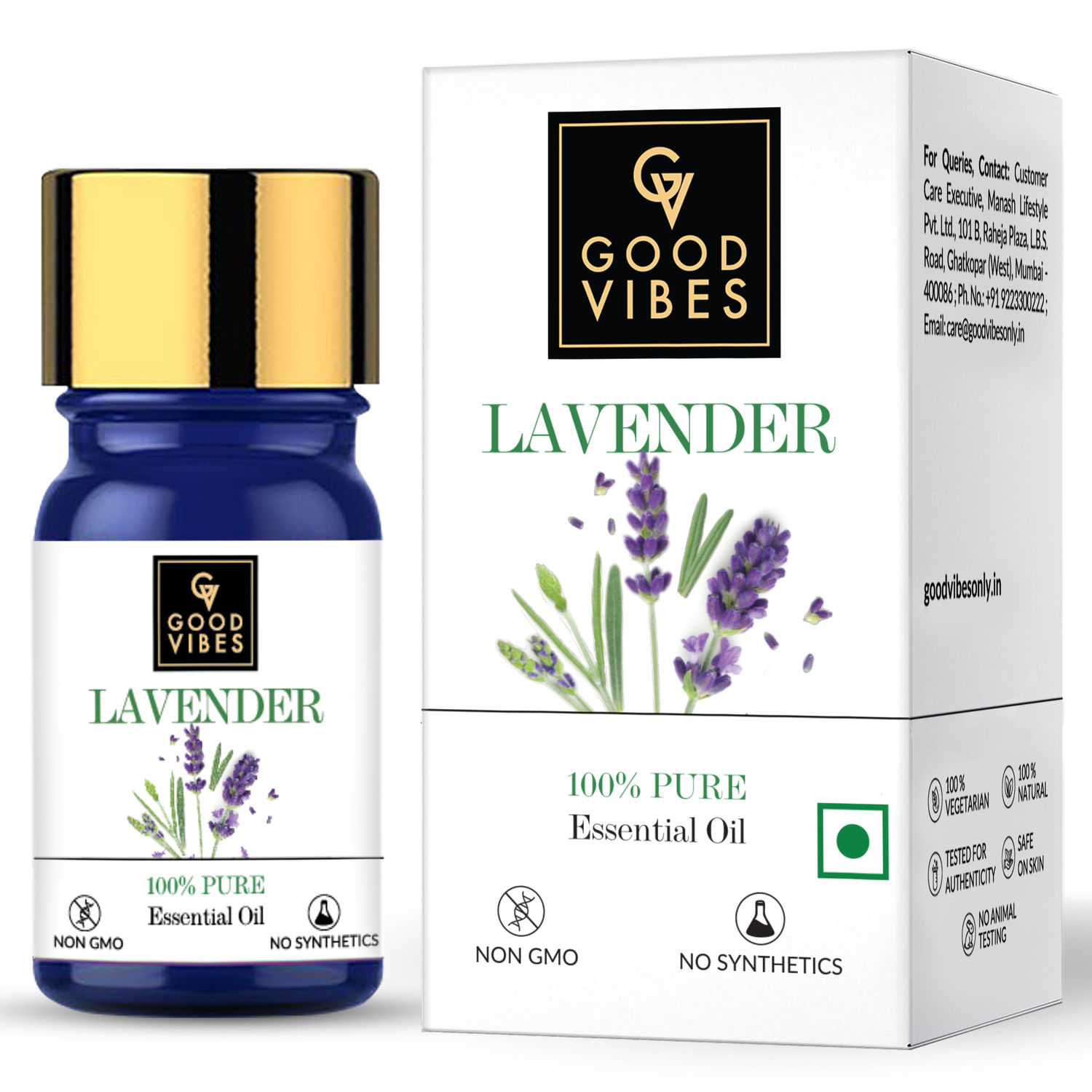 Buy Good Vibes Lavender 100% Pure Essential Oil | Skin Smoothening, Hair Growth | 100% Vegetarian, No GMO, No Synthetics, No Animal Testing (5 ml) - Purplle