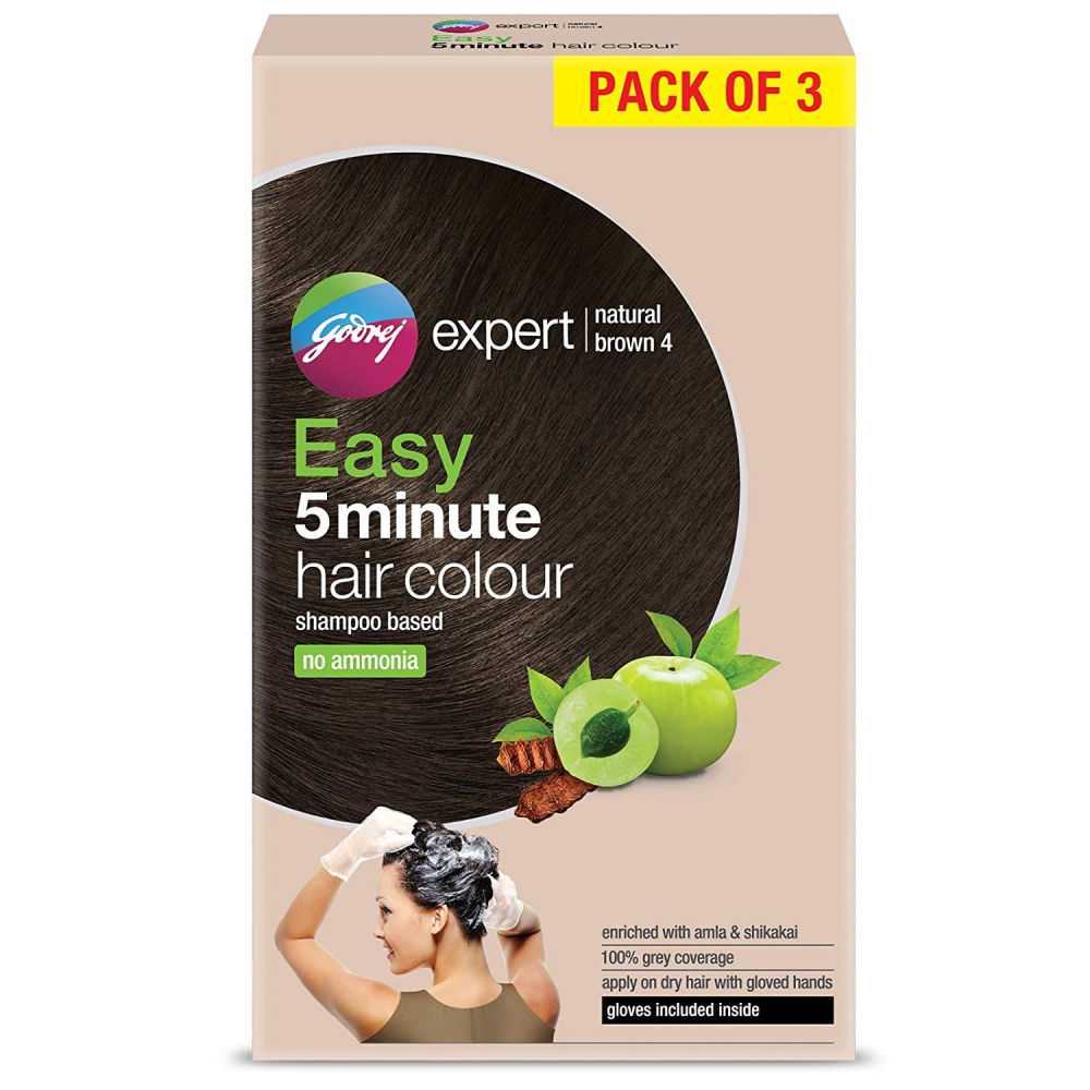 Buy Godrej Expert Easy Shampoo Hair Colour Natural Brown - Pack of 3 - Purplle