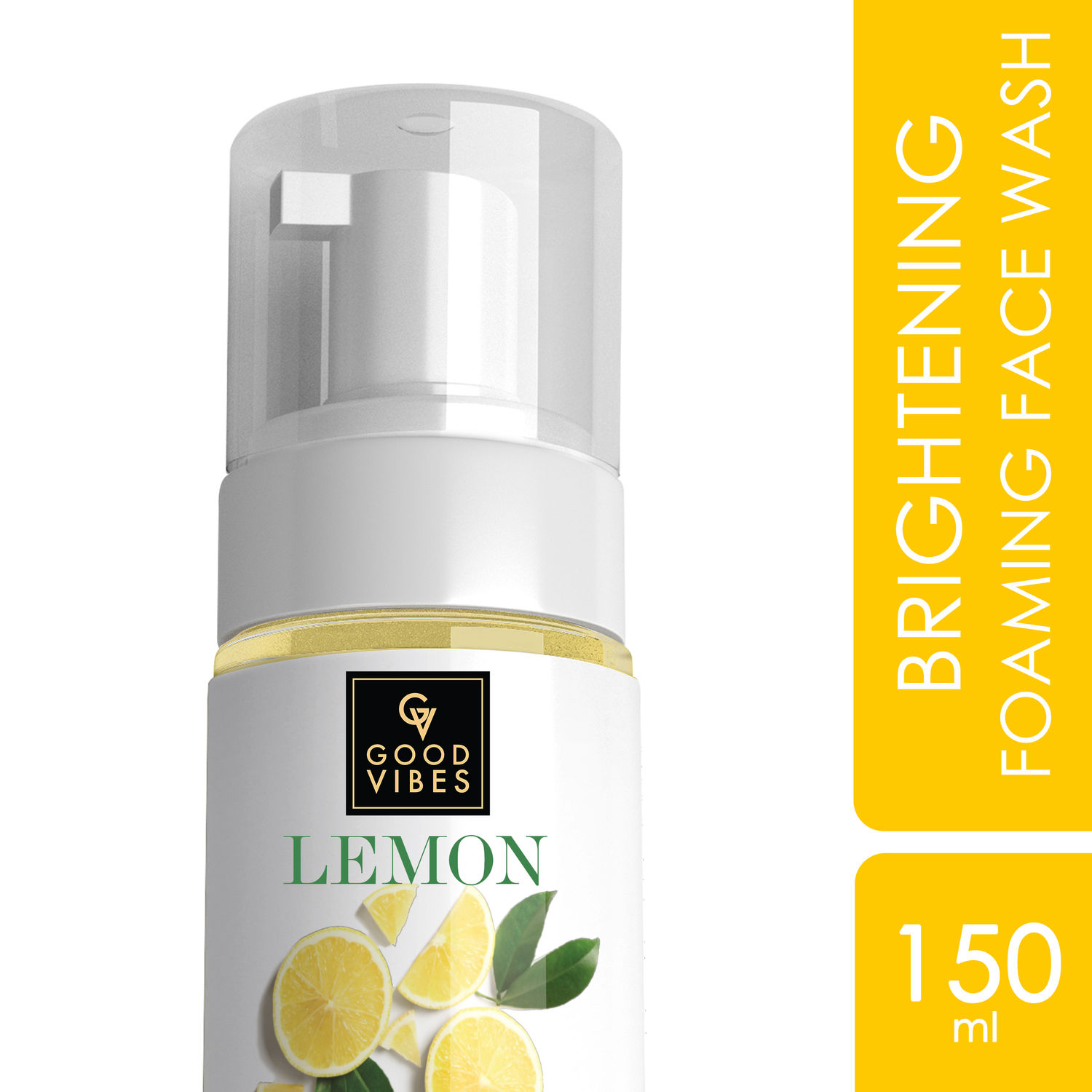 Buy Good Vibes Lemon Brightening Foaming Face Wash | Hydrating, Sebum Control | No Parabens, No Sulphates, No Mineral Oil, No Animal Testing (150ml) - Purplle