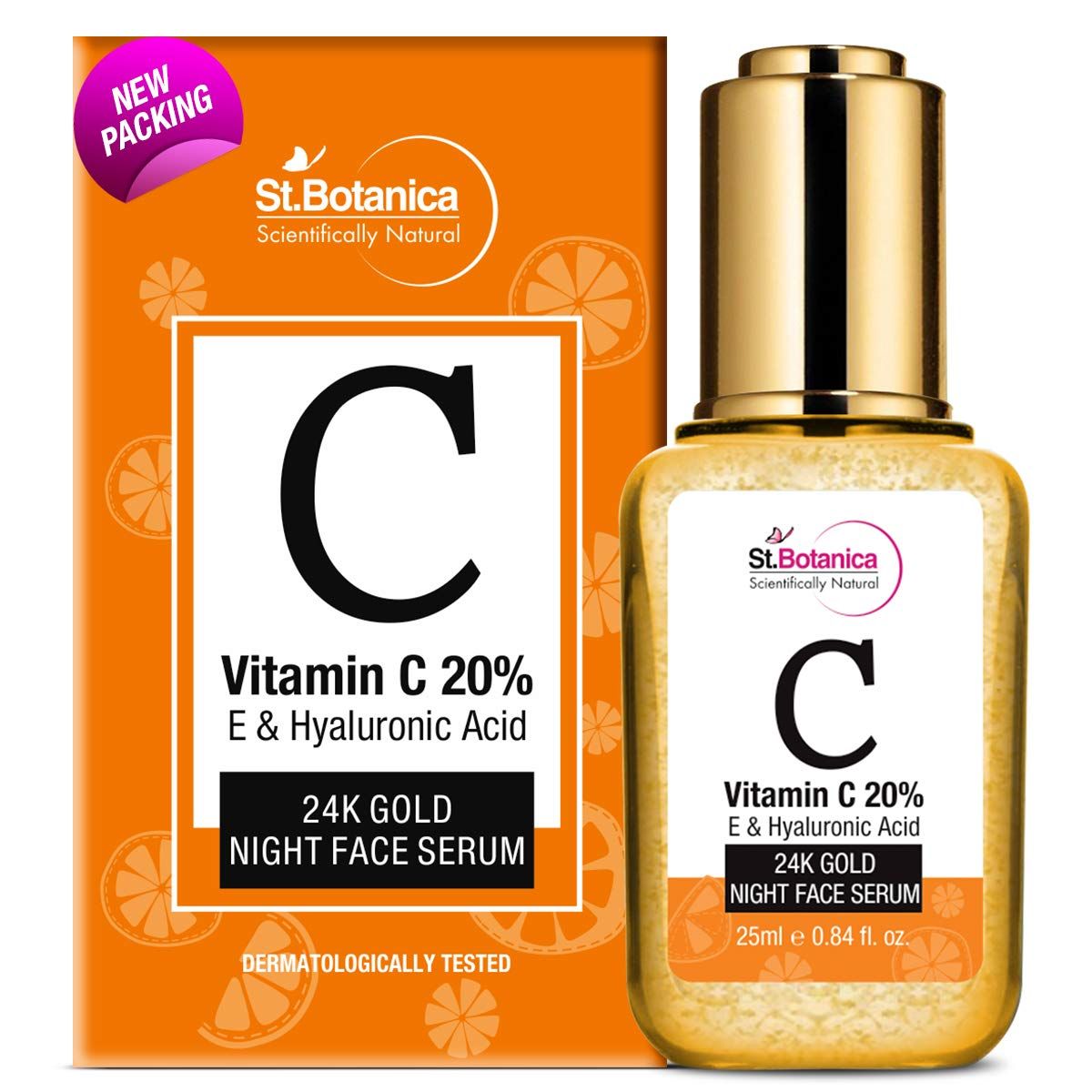 Buy St.Botanica Vitamin C 20% + E & Hyaluronic Acid 24k Gold Night Face Serum (25 ml) - Purplle