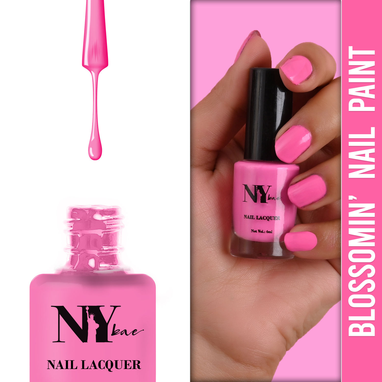 Buy NY Bae Blossomin' Nail Lacquer - Spicy Pink 7 (6 ml) | Dark Pink | Glossy Finish | Rich Pigment | Chip-proof | Long lasting | Cruelty Free - Purplle