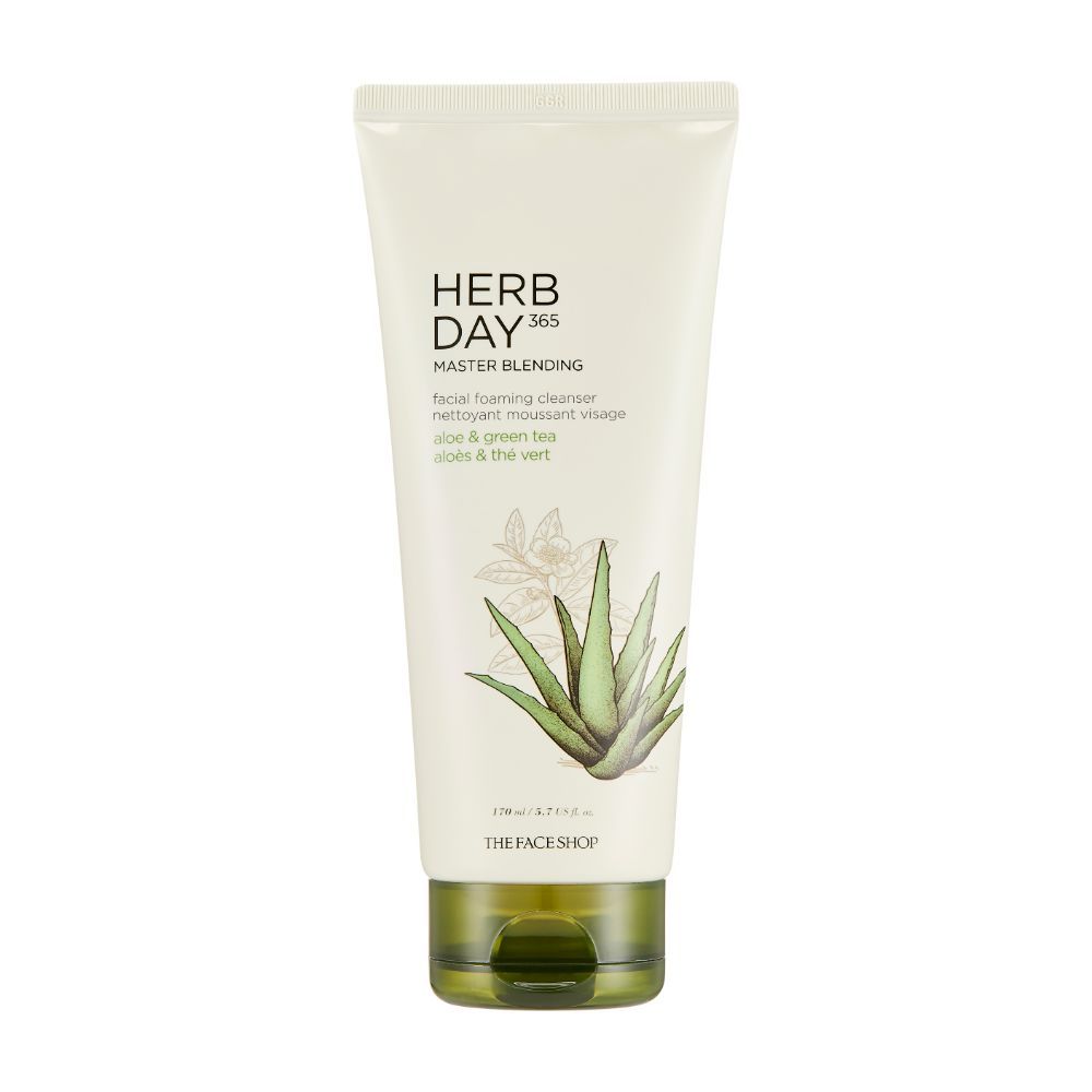 Buy The Face Shop Herb day Cleansing Foam 170 ml | Face wash with aloe and green tea extracts | Face Wash for Dry Skin | Face wash that hydrates skin & maintains PH Level | Korean Skin care Products - Purplle