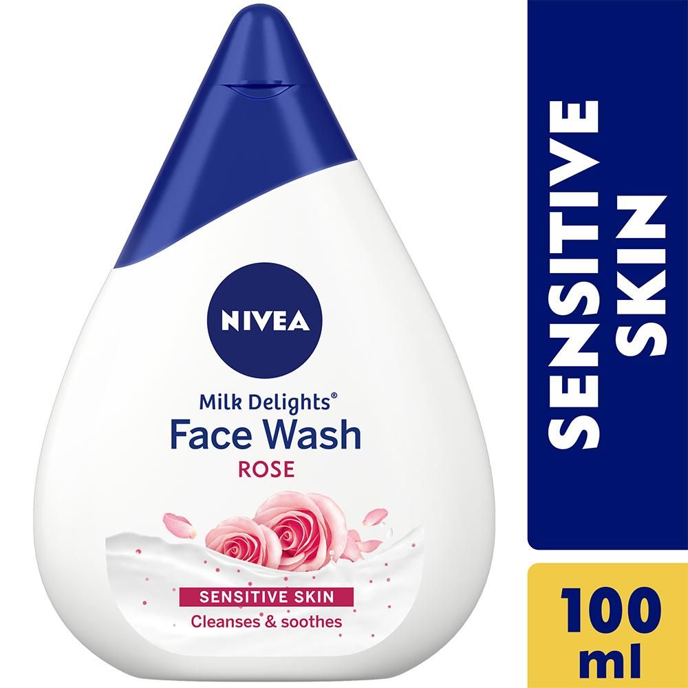 Buy NIVEA Face Wash Milk Delights Caring Rosewater Sensitive Skin 100ml - Purplle