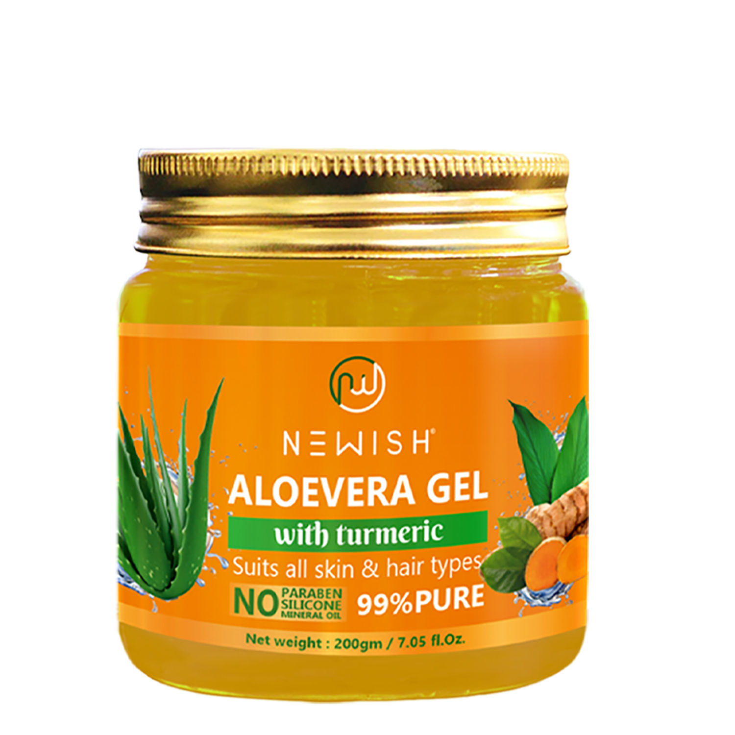 Buy Newish Aloevera Gel Enriched With Turmeric For Face & Skin (200 g) - Purplle