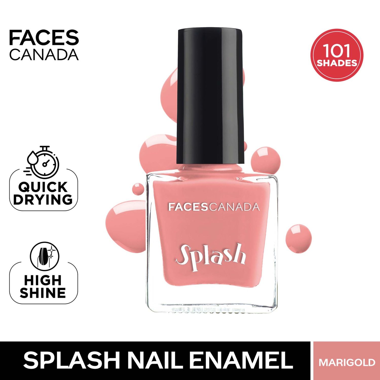 Buy Faces Canada Splash Nail Enamel | Fast Dry | High Shine | Long Lasting | No Chip Formula | No Harmful Chemicals | Shade - Marigold 8ml - Purplle
