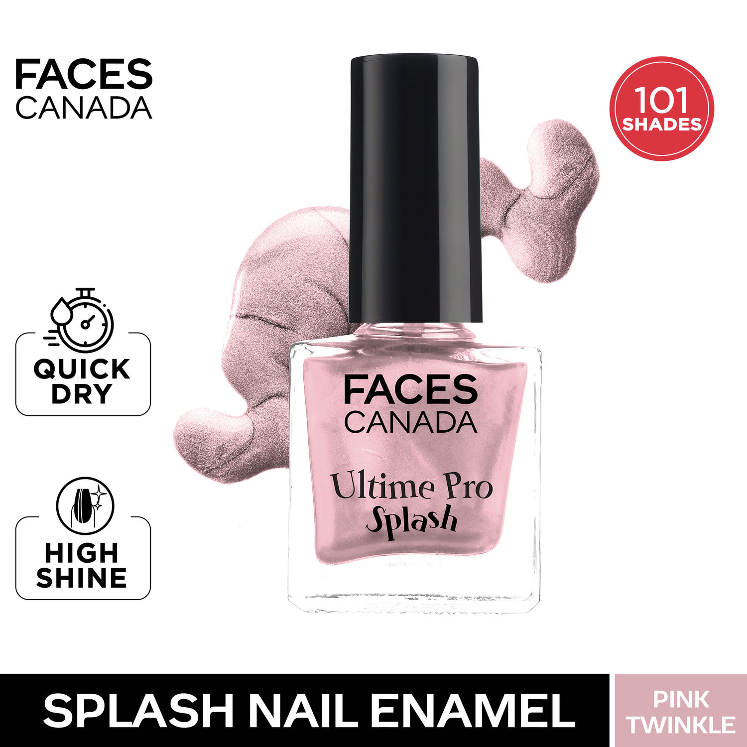 Buy FACES CANADA Ultime Pro Splash Nail Enamel - Pink Twinkle 149 (8ml) | Quick Drying | Glossy Finish | Long Lasting | No Chip Formula | High Shine Nail Polish For Women | No Harmful Chemicals - Purplle