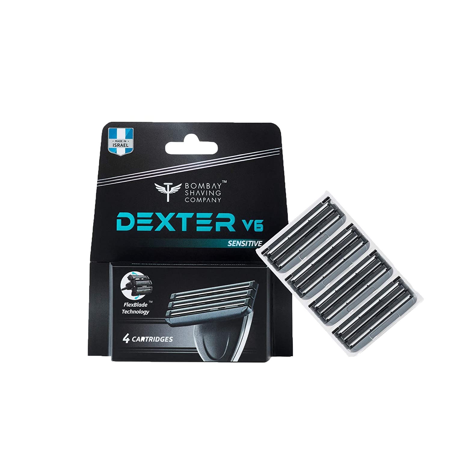 Buy Bombay Shaving Company Dexter V6 Sensitive Cartridges with FlexBlade Technology (Pack of 4) 200 gm - Purplle