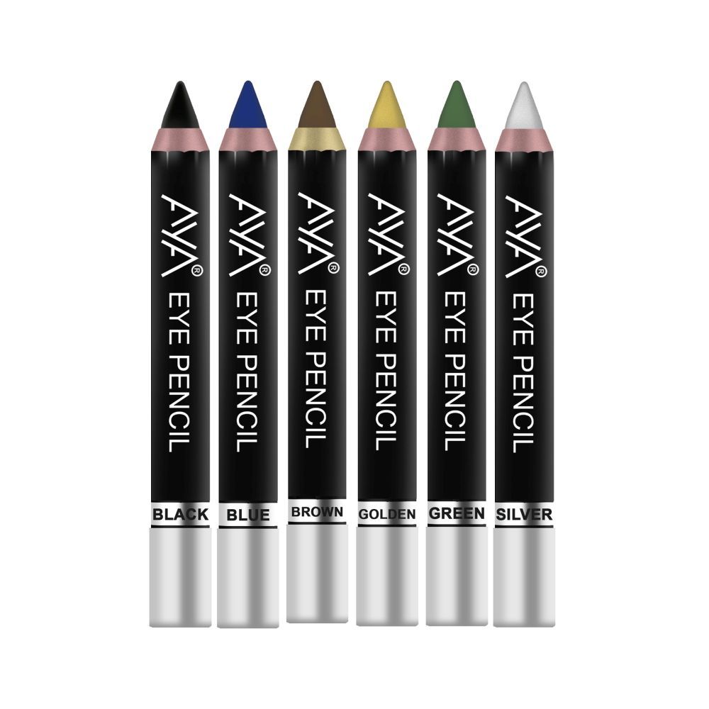 Buy AYA Eye Kajal Pencil (Set of 6) - Black, Blue, Brown, Green, Golden, Silver - Purplle