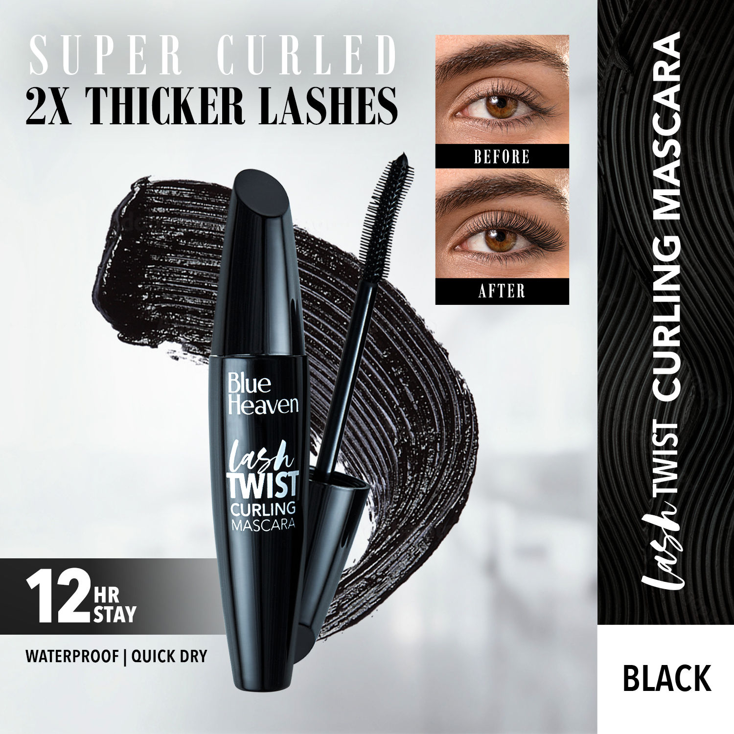 Buy Blue Heaven LASH TWIST Mascara (Water Proof - Thick Lash) Black Pack (12 ml) - Purplle