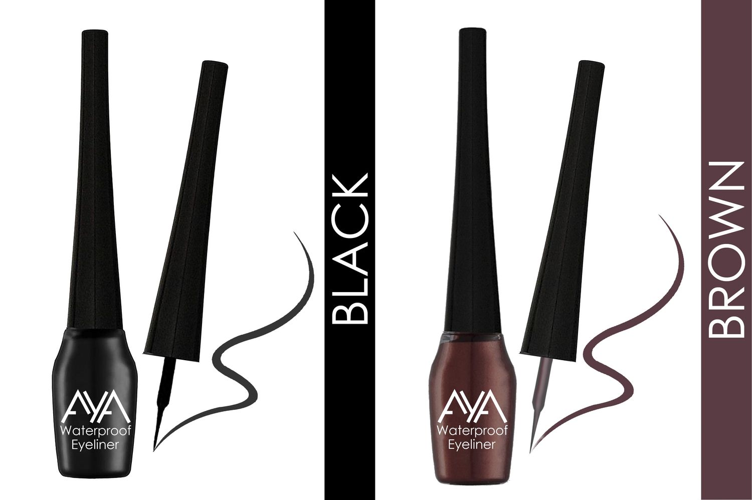 Buy AYA Waterproof Eyeliner, Set of 2 (Black and Brown) - Purplle