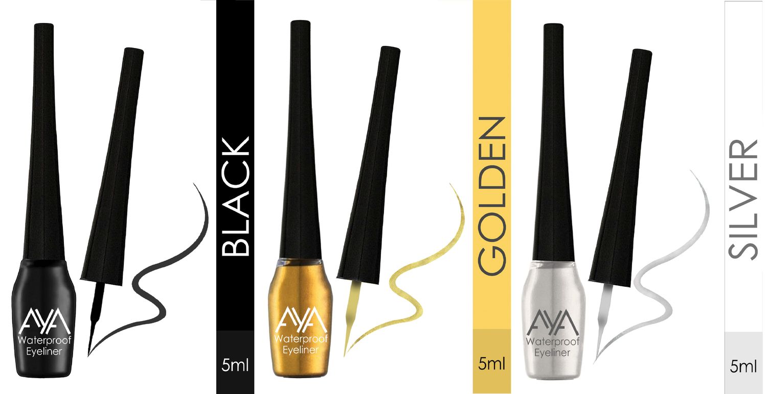 Buy AYA Waterproof Eyeliner, Set of 3 (Golden, Silver, Black) - Purplle