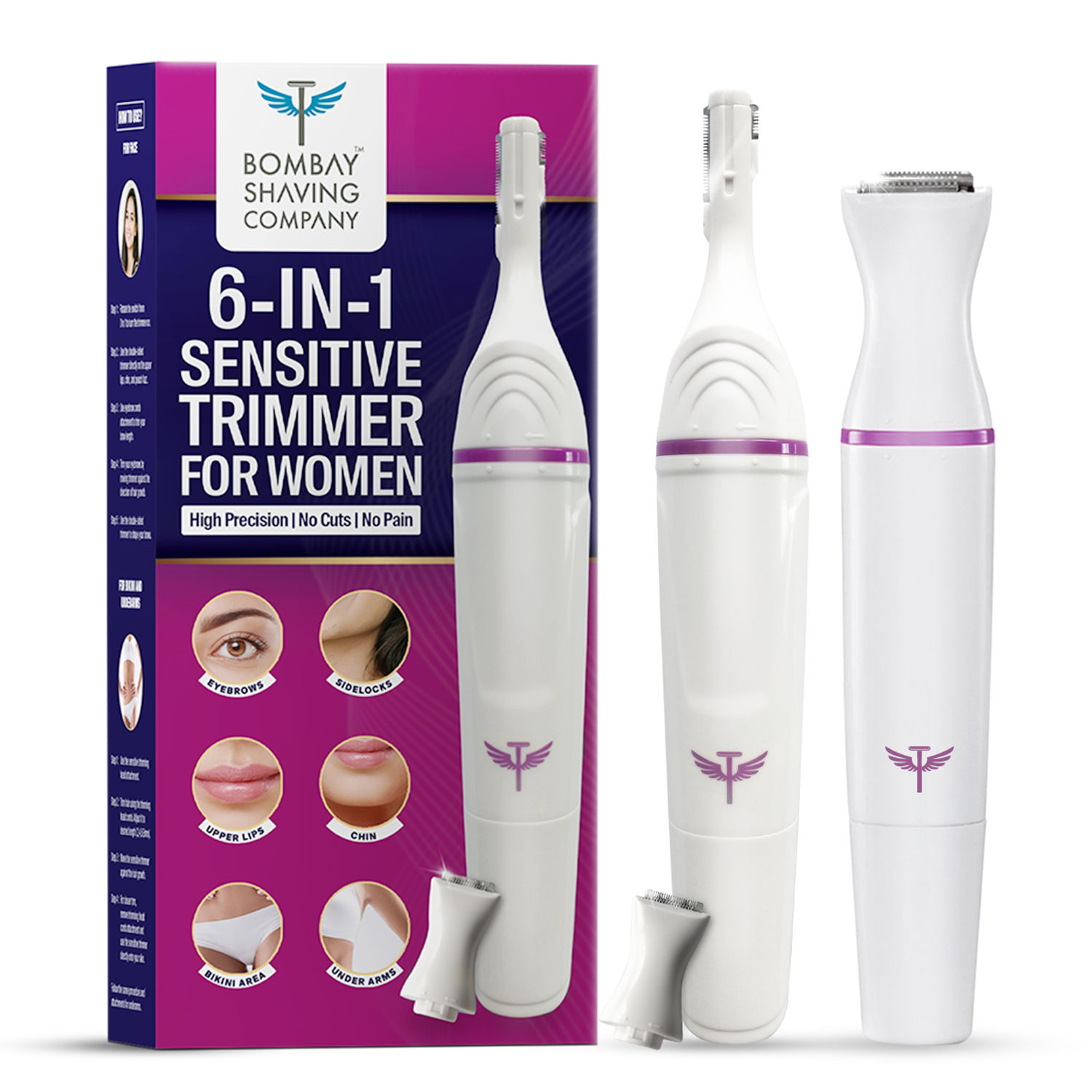 Buy Bombay Shaving Company 6-in-1 Sensitive Trimmer for Women | For Eyebrows, Upper lips, Sideburns, Underarms, Bikini Line | 90 min runtime, Waterproof | 1 yr Warranty 300 gm - Purplle