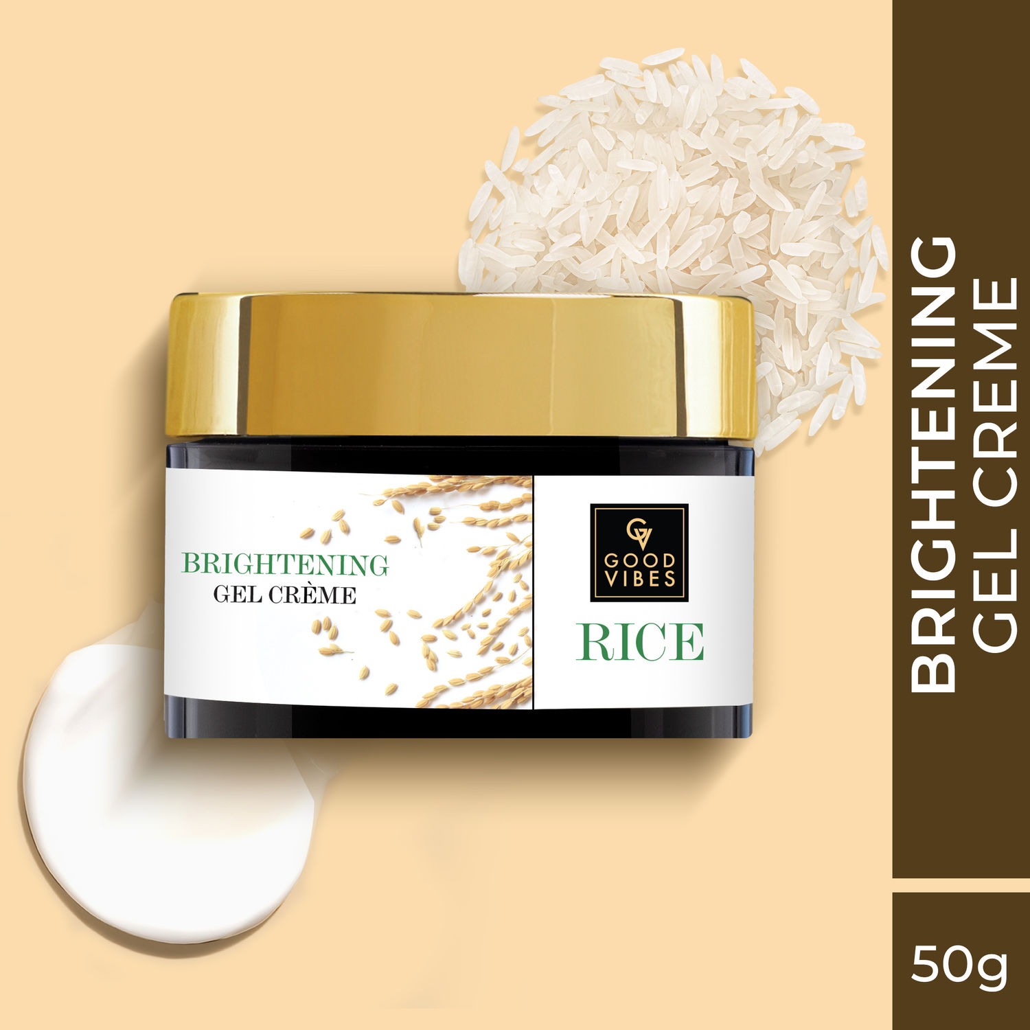 Buy Good Vibes Rice Brightening Gel Creme | Glass skin, Korean skin, Rice water (50 g) - Purplle