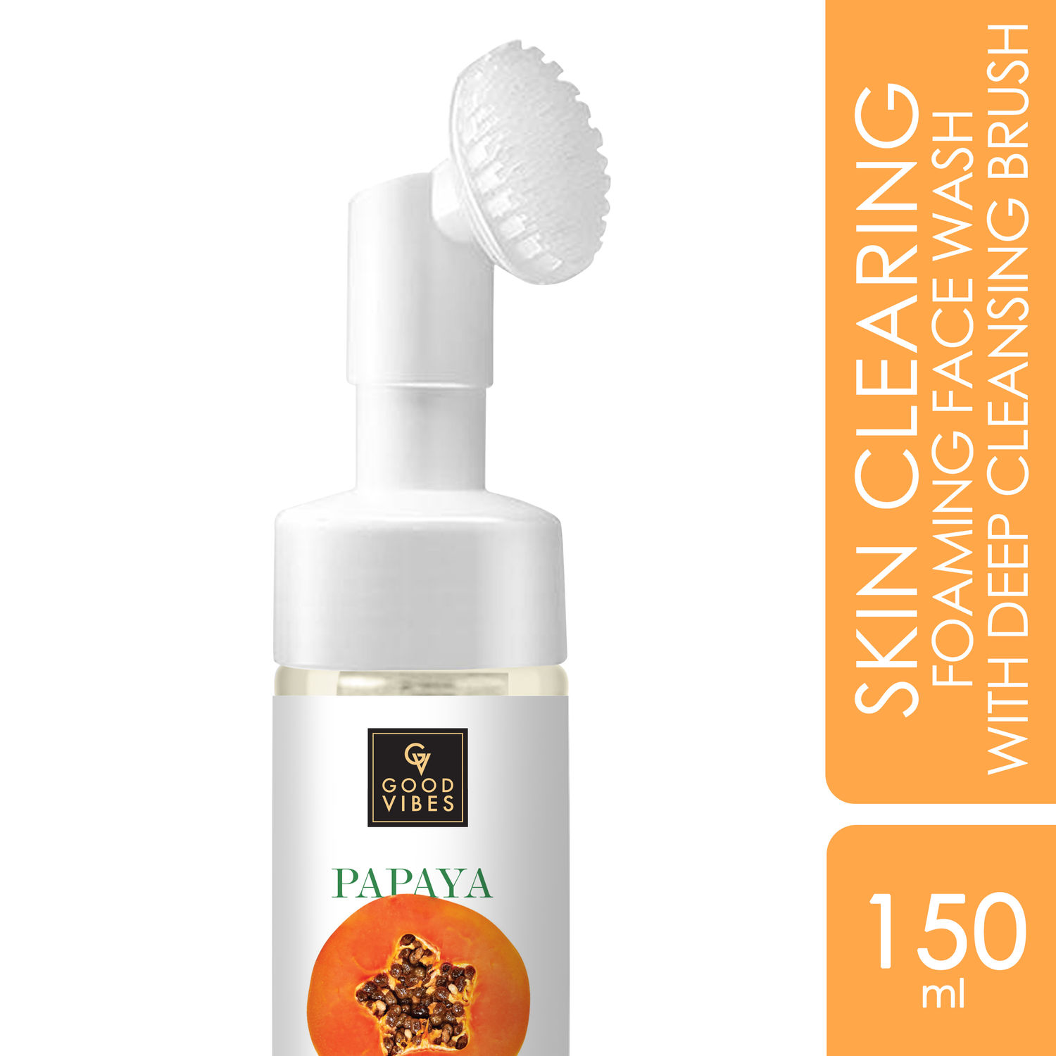 Buy Good Vibes Papaya Skin Clearing Foaming Face Wash with Deep Cleansing Brush (150 ml) - Purplle