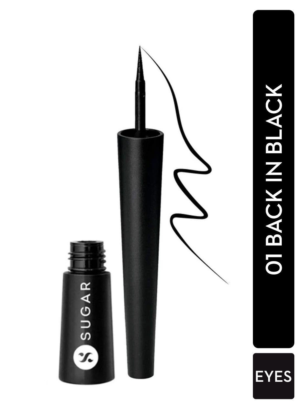 Buy SUGAR Cosmetics - Gloss Boss - 24HR Eyeliner - 01 Back In Black (Black Eyeliner) - Glossy Eyeliner With Brush, Smudge Proof, Party-Wear Eye Liner, Lasts Up to 24 hours - Purplle