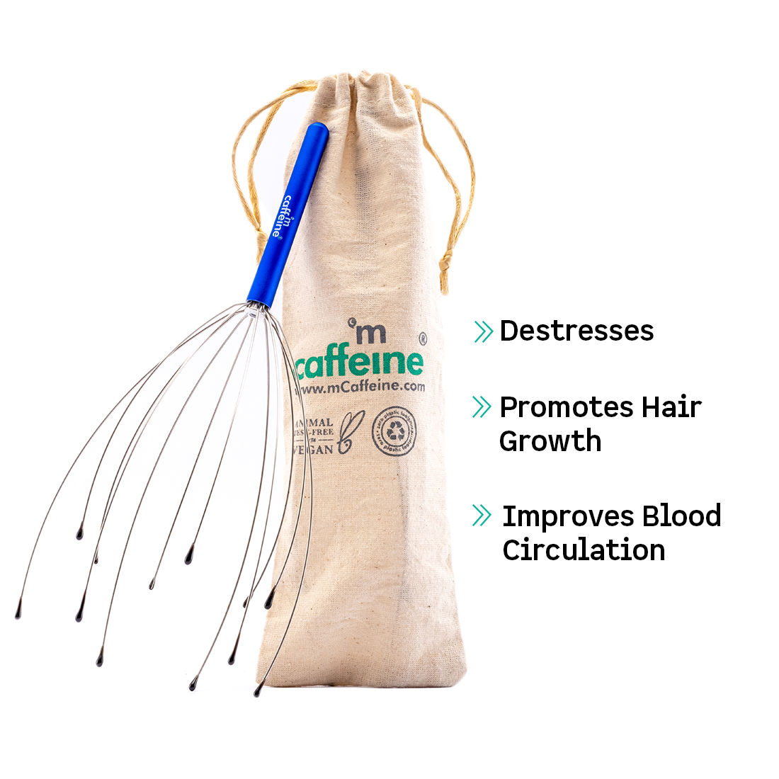 Buy mCaffeine De-Stress Head Scalp Massager - Promotes Hair Growth & Improves Blood Circulation | Made of Stainless Steel - Purplle