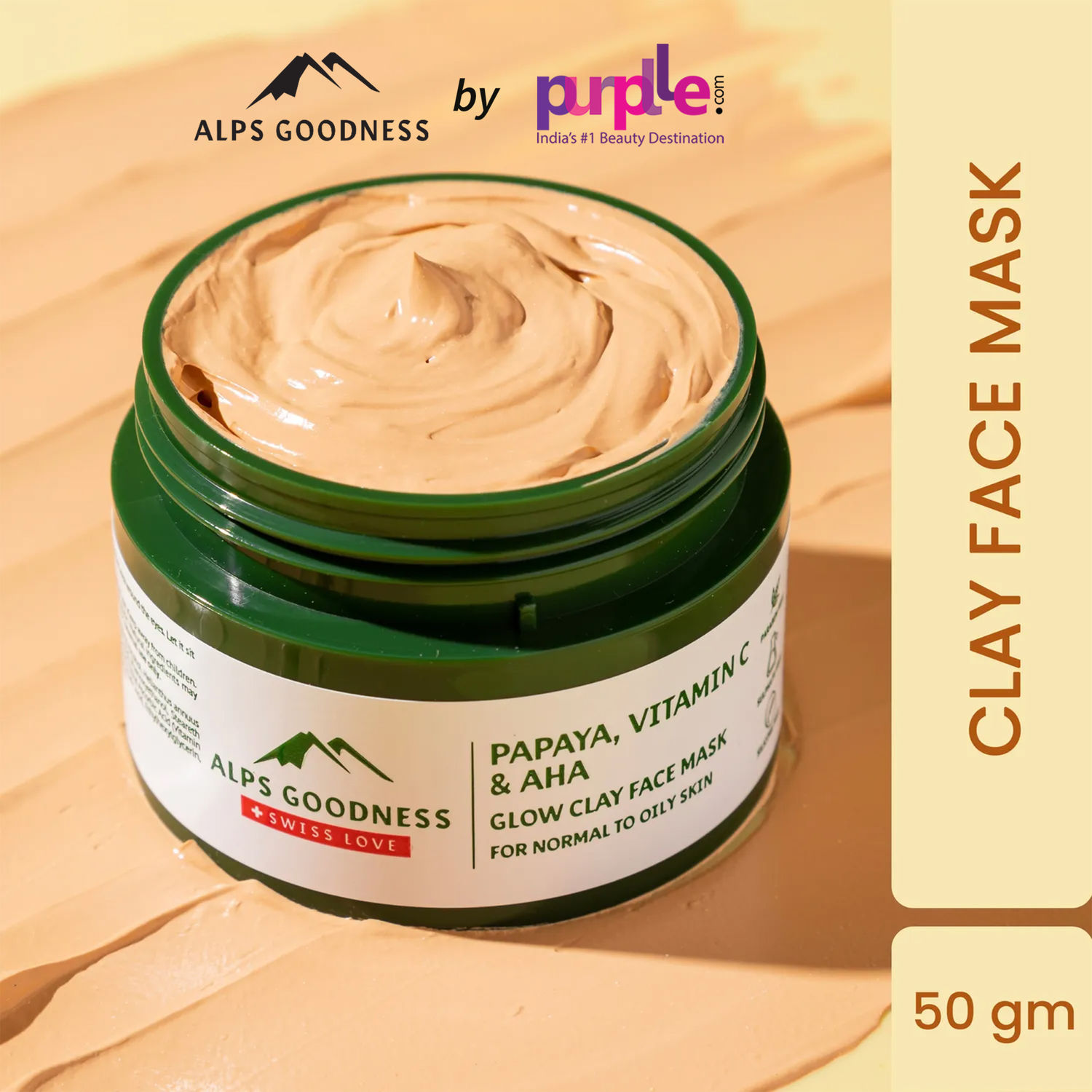 Buy Alps Goodness Papaya , Vitamin C & AHA Glow Clay Face Mask for normal to Oily Skin ( 50g ) - Purplle