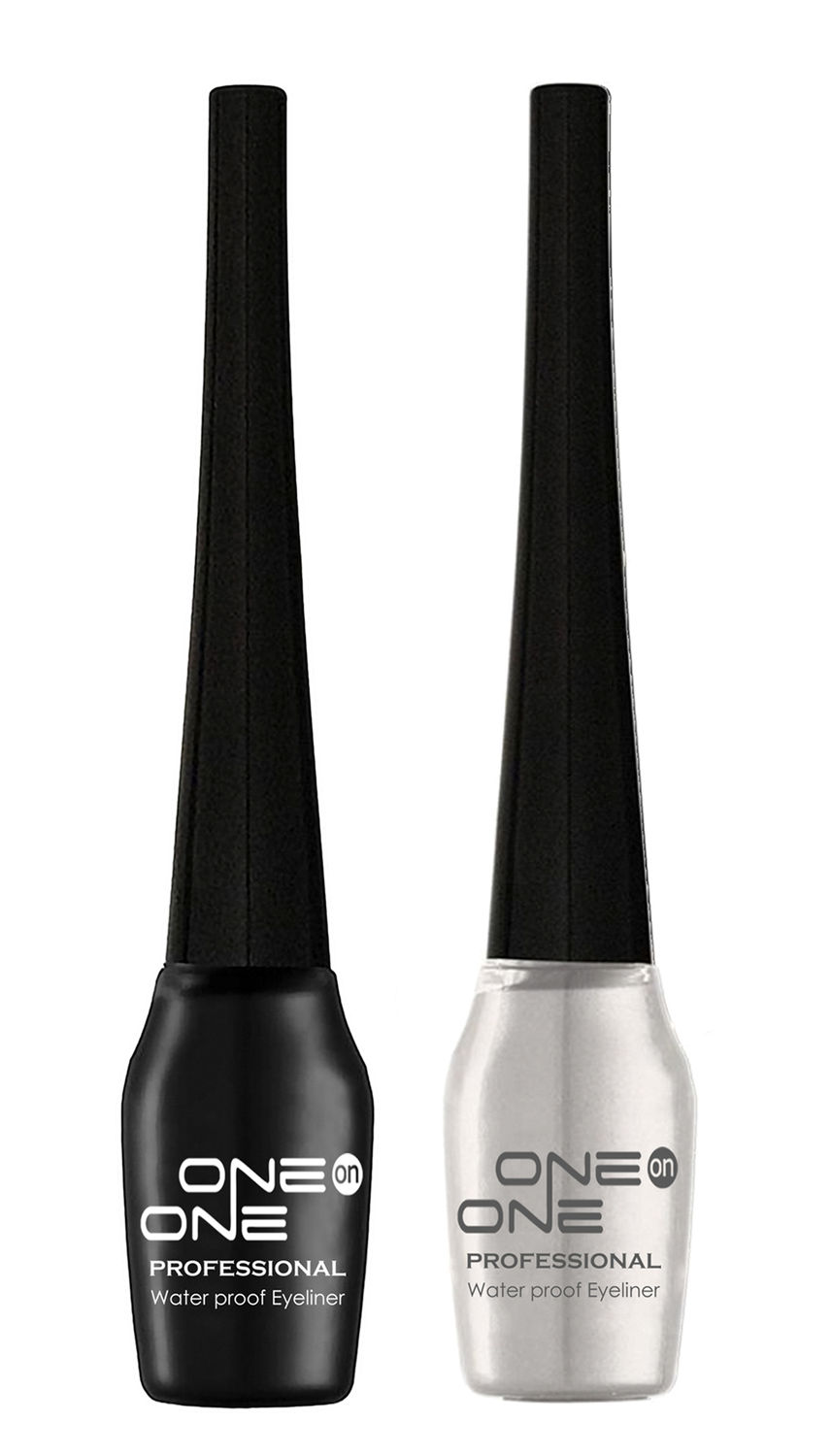 Buy ONE on ONE Waterproof Eyeliner, Set of 2 (Black and Silver) - Purplle