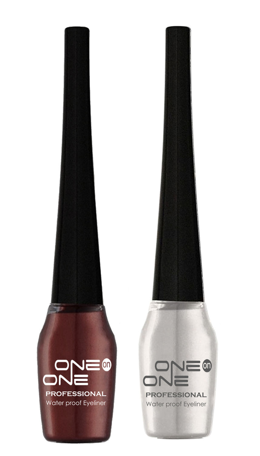 Buy ONE on ONE Waterproof Eyeliner, Set of 2 (Brown and Silver) - Purplle