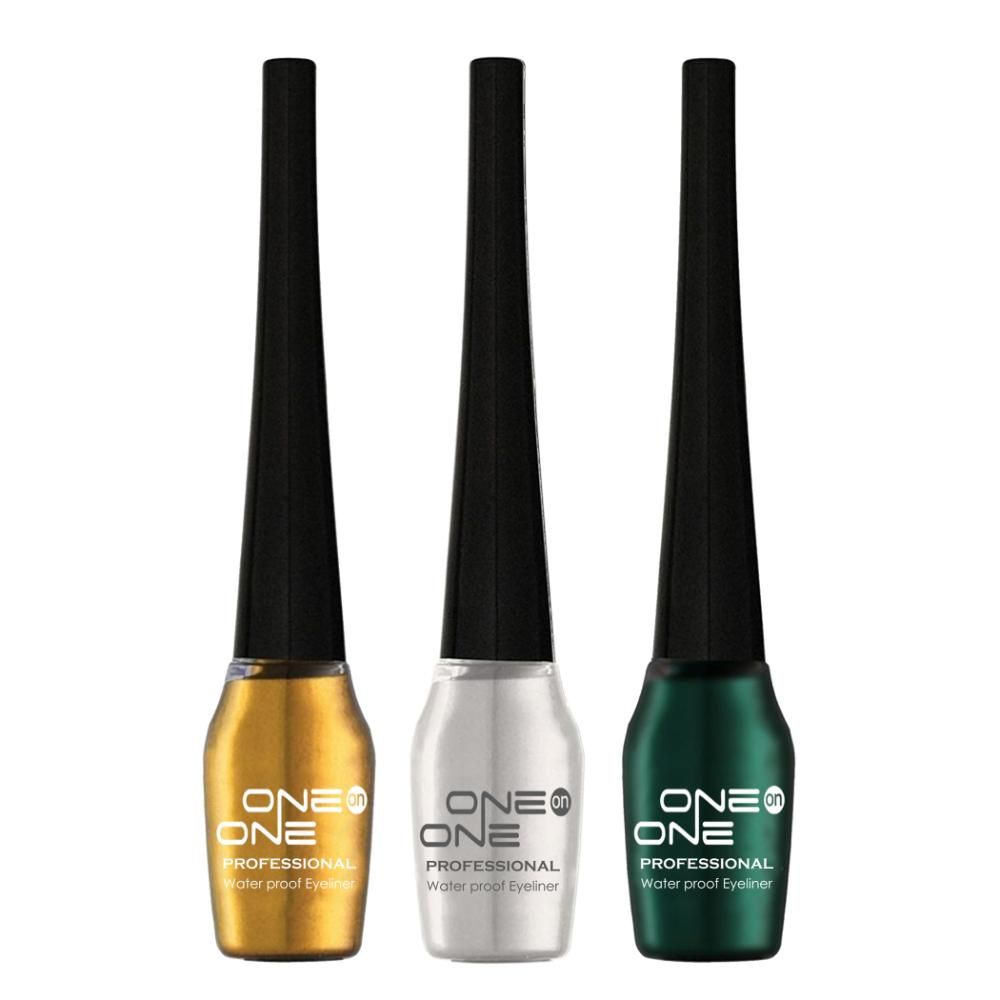 Buy ONE on ONE Waterproof Eyeliner, Set of 3 (Golden, Silver, Green) - Purplle