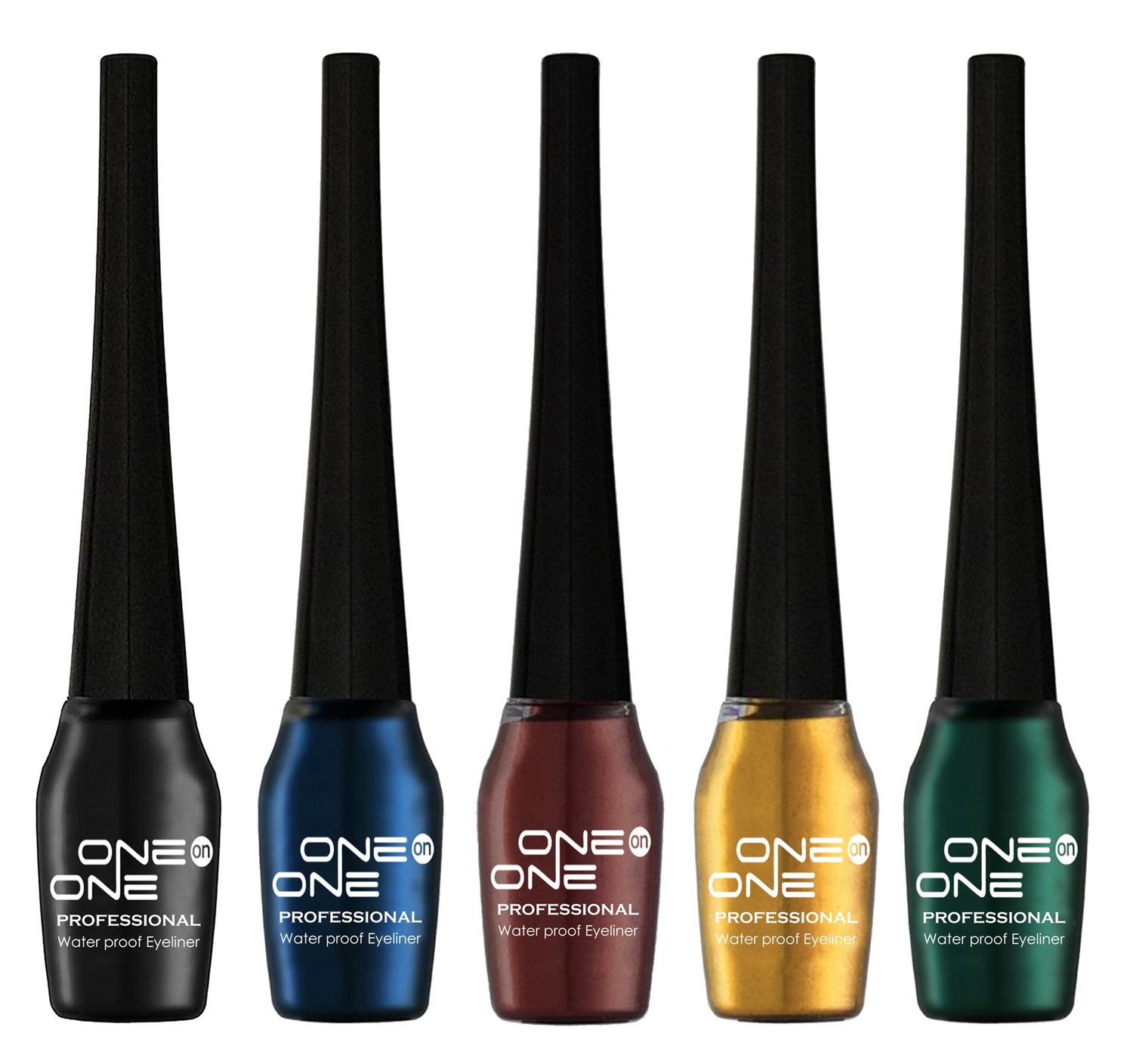 Buy ONE on ONE Waterproof Eyeliner, Set of 5 (Black, Blue, Brown, Green, Golden) - Purplle