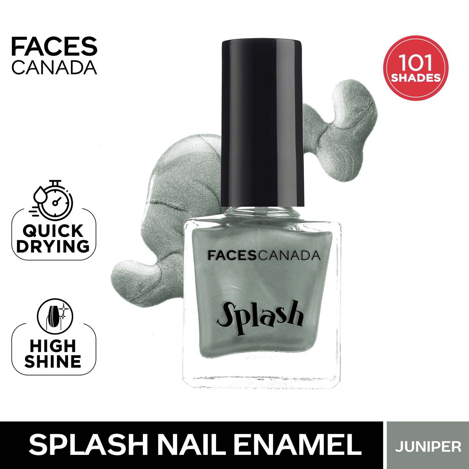 Buy Faces Canada Splash Nail Enamel | Fast Dry | High Shine | Long Lasting | No Chip Formula | No Harmful Chemicals | Shade - Juniper 8ml - Purplle