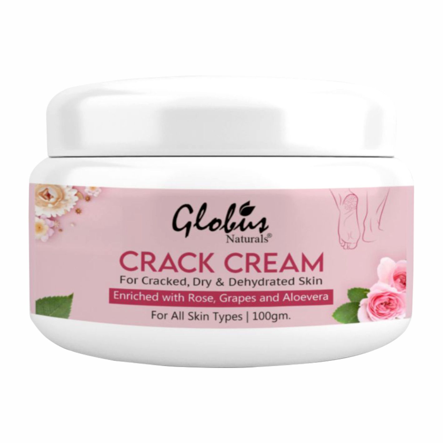 Buy Globus Naturals Crack Cream For Dry Cracked Heels & Feet | Enriched With Aloevera |Grapes | Rose|Almonds |Lavender 100 Gm (Pack Of 3) - Purplle